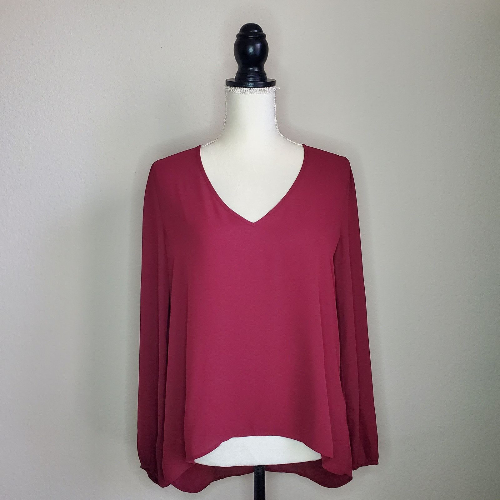 Other Abbeline Burgundy Chiffon Blouse Medium Size M / US 6-8 / IT 42-44 - 1 Thumbnail