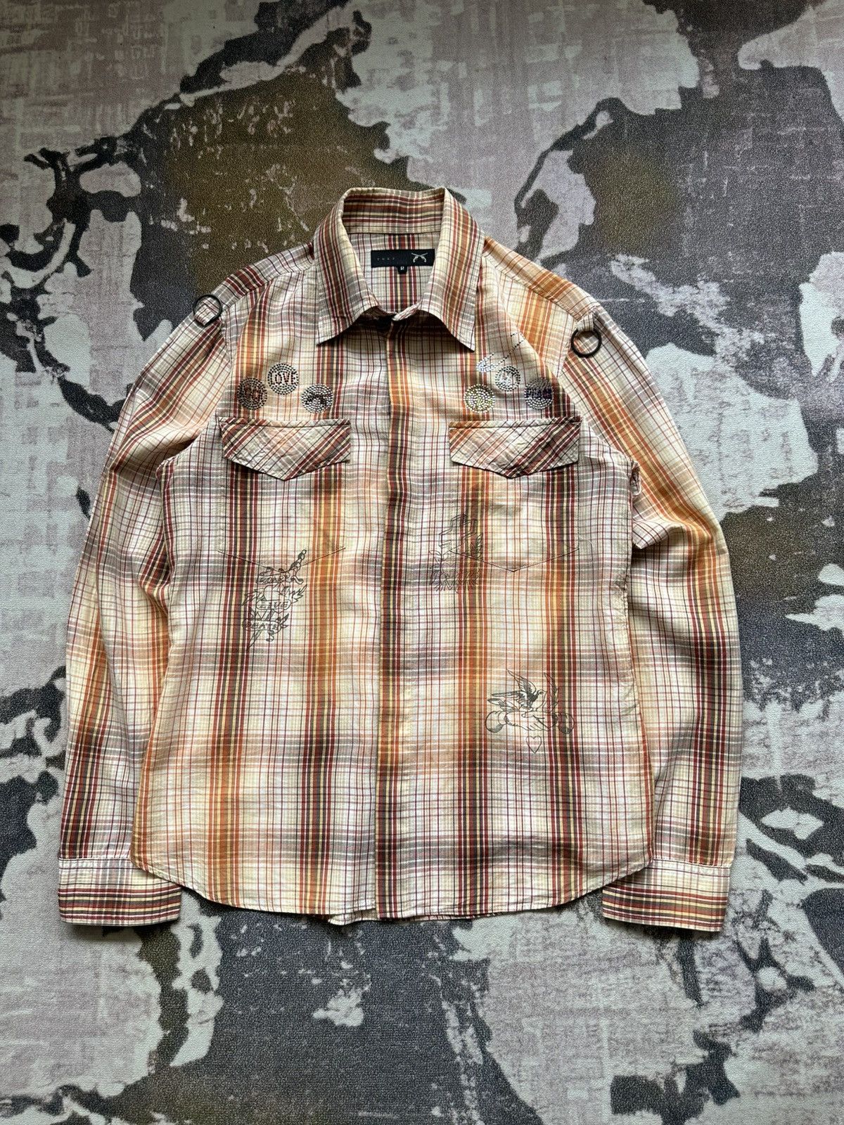 roarguns 2006SS - Roarguns “ Love & Peace “ shadow plaid shirt Size US M / EU 48-50 / 2 - 1 Thumbnail