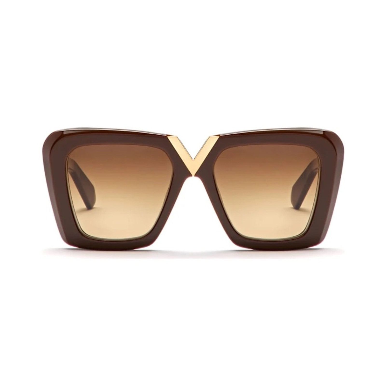 New! Valentino V GOLD VLS 161BBrown Sunglasses Authentic