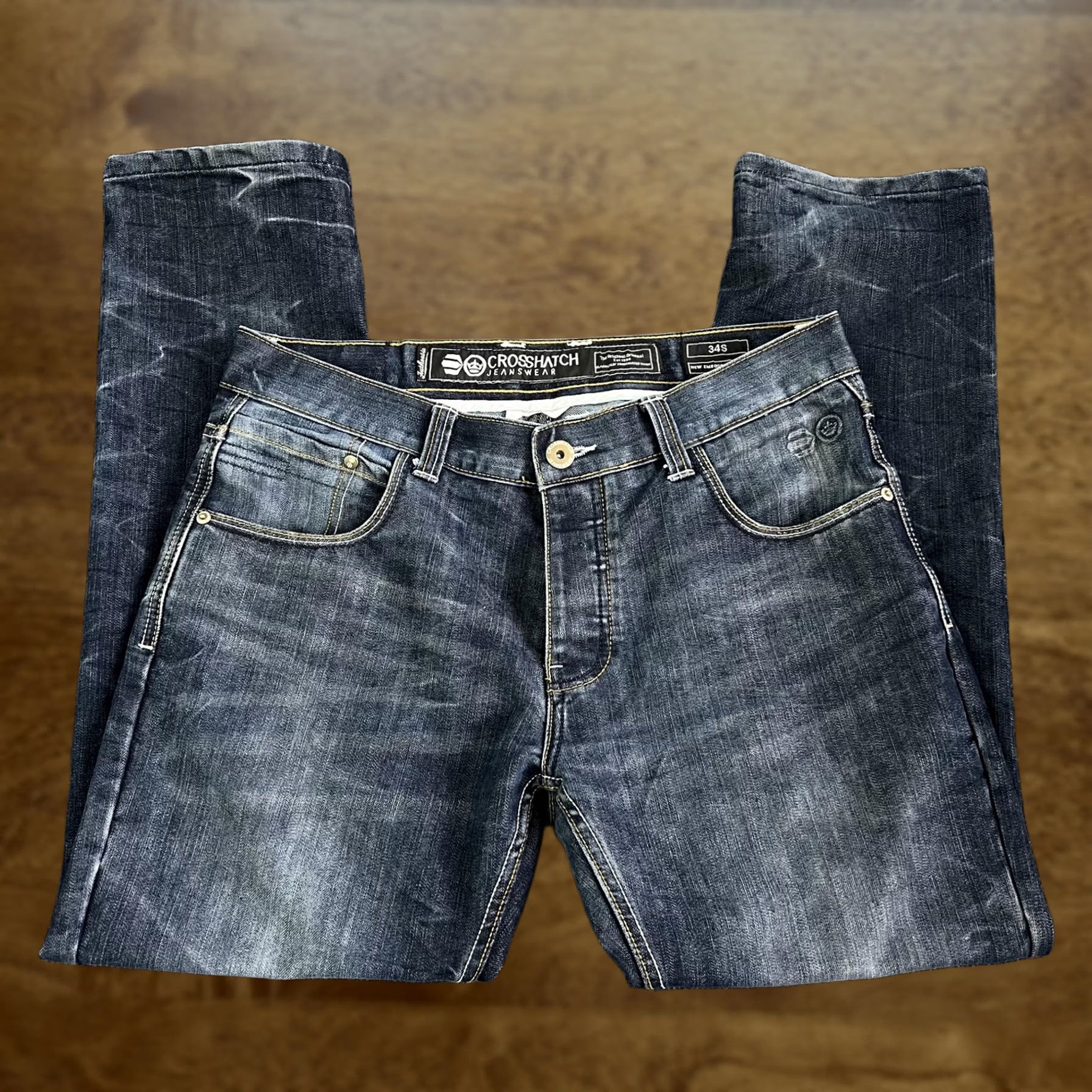 Vintage Crosshatch Jeans Mens W34 Short Blue Denim Straight Leg Faded Wash Casual Size US 34 / EU 50 - 1 Thumbnail