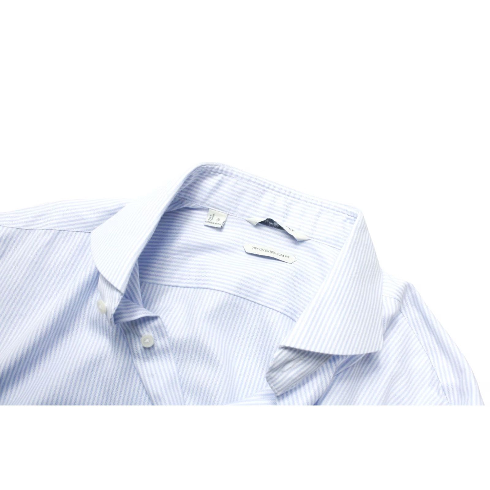 Suitsupply Suitsupply Try On Extra Slim Fit Formal Shirt Men's 43 / 17 Pinstriped Shirt White Blue Pinstripe Formal Shirt Mens 43/17 Size 46R - 4 Thumbnail