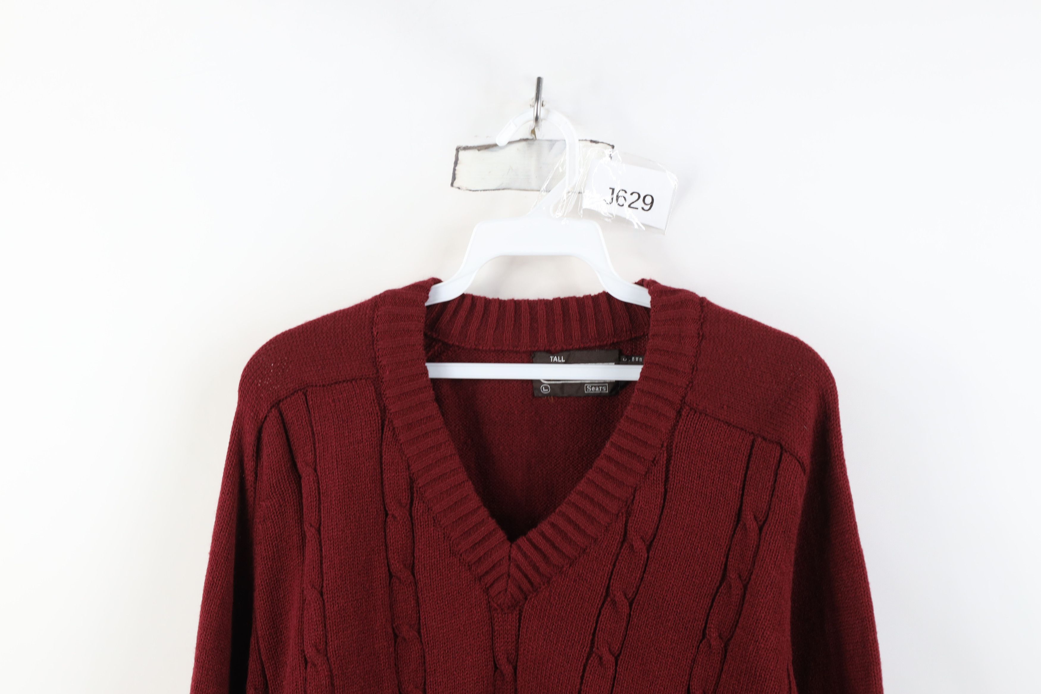 Vintage Vintage 70s Streetwear Chunky Cable Knit V-Neck Sweater Size US L / EU 52-54 / 3 - 2 Thumbnail