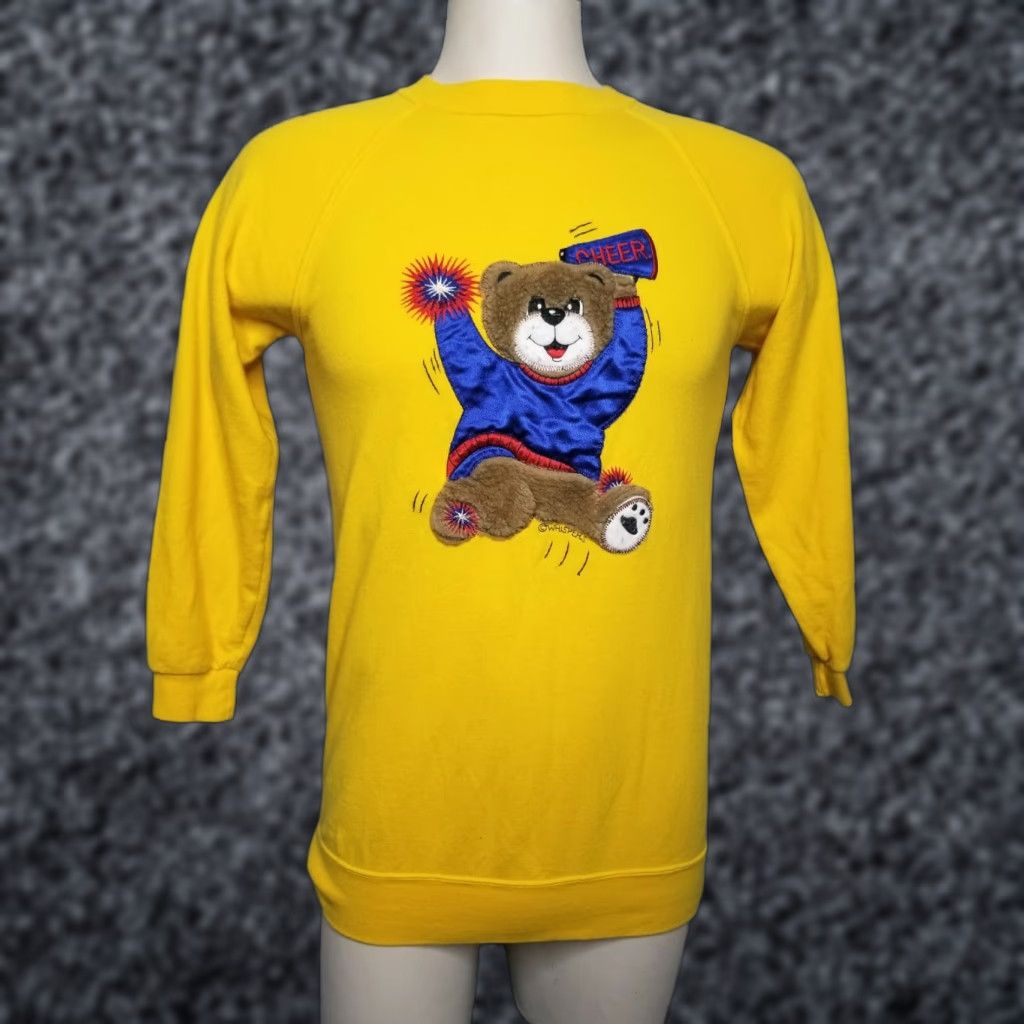 Vintage VINTAGE Whispers Yellow Cheer Bear Crewneck Sweatshirt Women M, 3/4 Sleeve, USA Theme, Embroidered Bear, Cotton, Crew Neck, Regular Fit - Mens/Womens Size M / US 6-8 / IT 42-44 - 1 Thumbnail