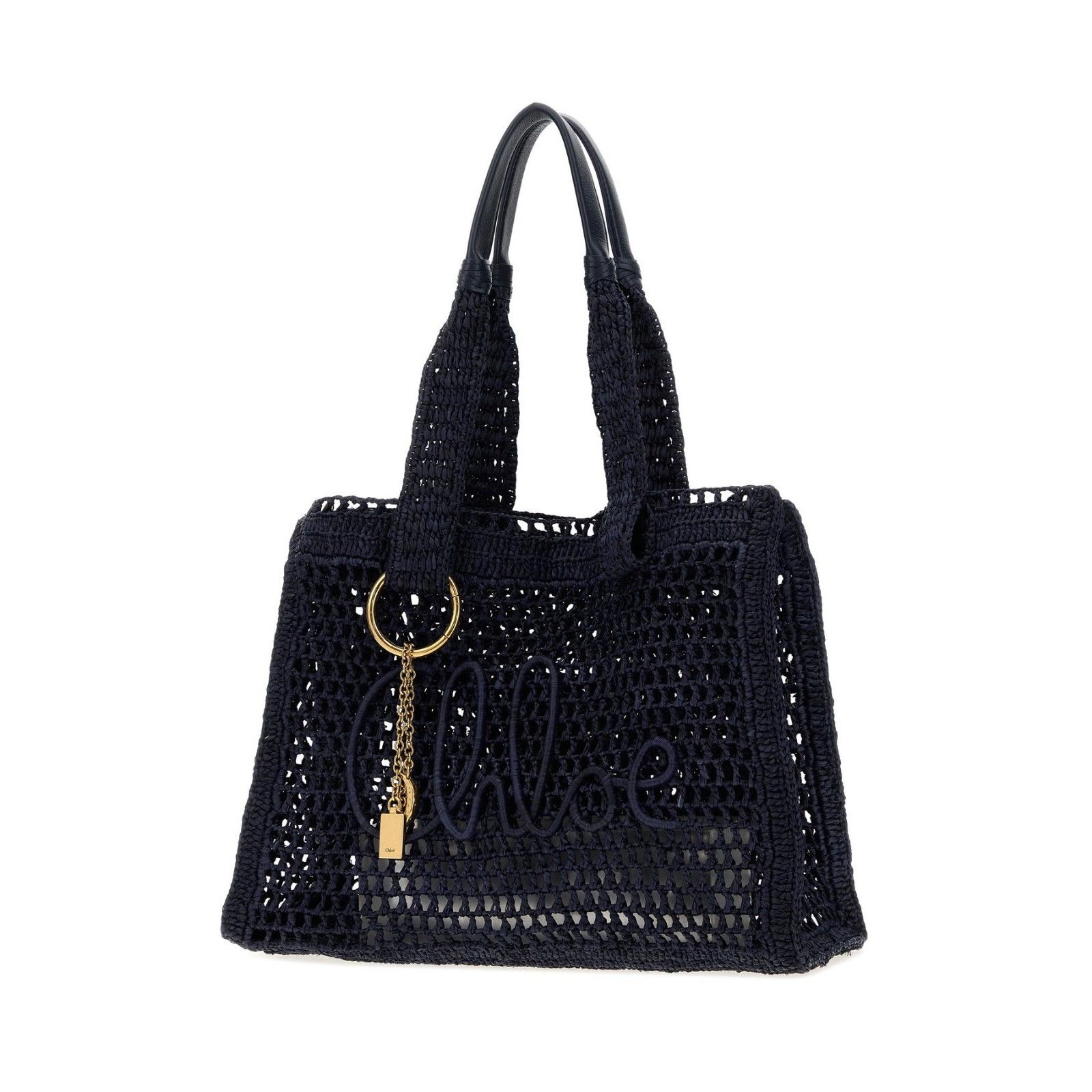 Chloe CHLOE Summer Banana East West Navy Raffia Tote Bag New & Aut Size ONE SIZE - 2 Thumbnail