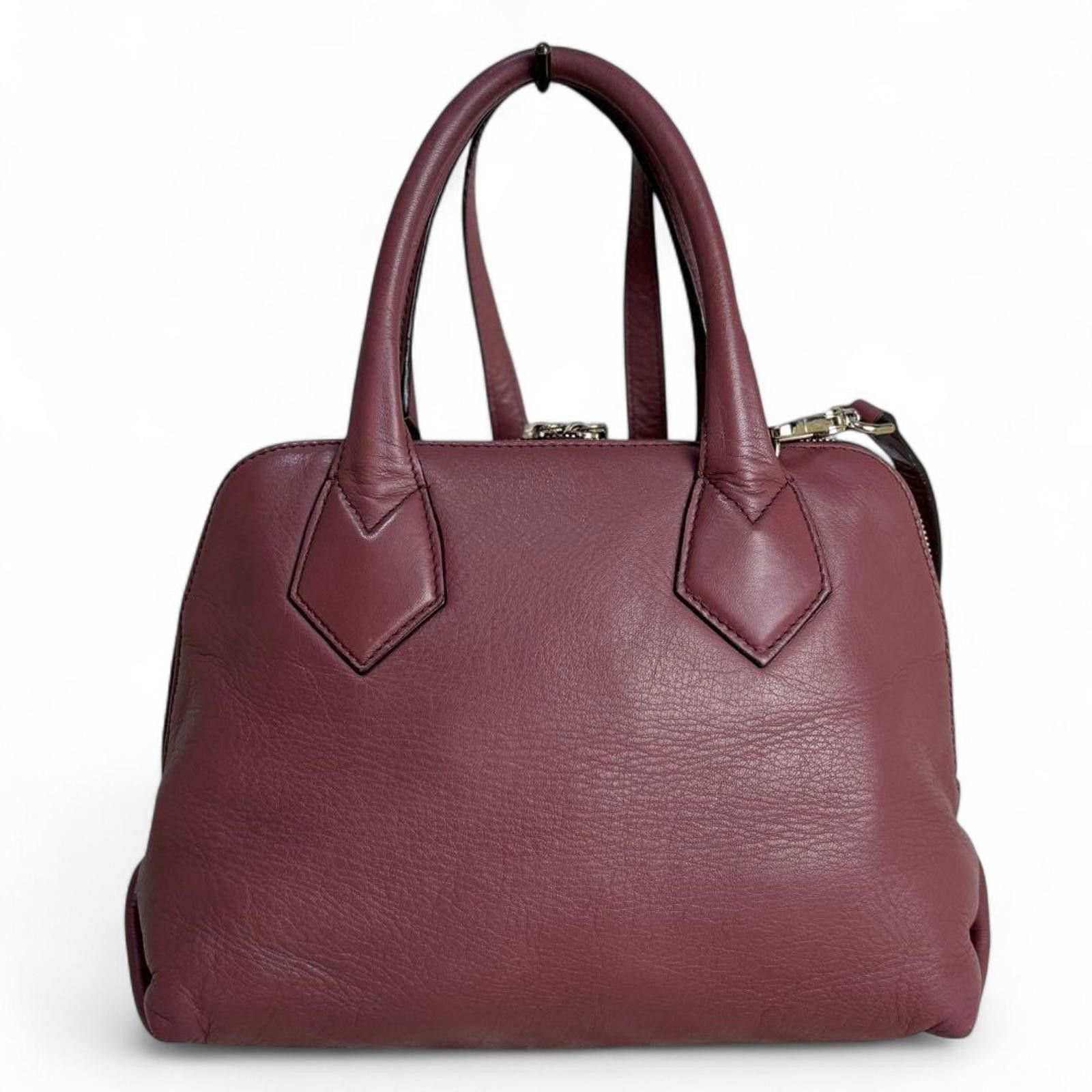 Vivienne Westwood Vivienne Westwood - Burgundy Leather Handbag with Dual Top-3 Size ONE SIZE - 3 Thumbnail