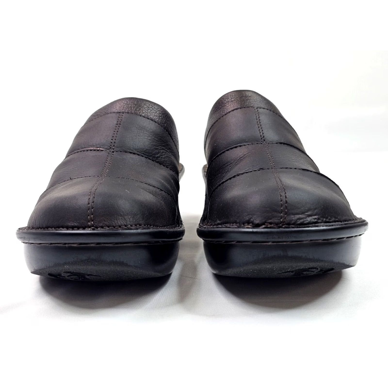 Vintage NAOT Leather Mule Wedge Slides Women EU 38 US 7 Brown Closed Toe Slip On Sandal Clogs Vintage No Size US 7 / IT 37 - 2 Thumbnail