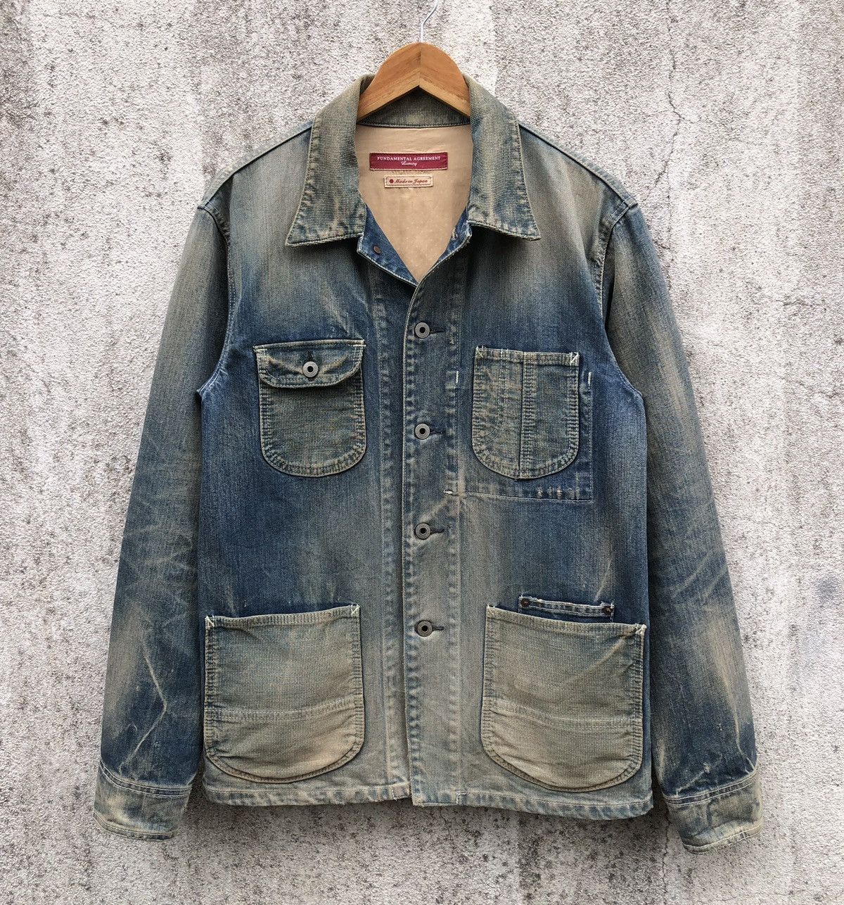Japanese Brand Fundamental Agreement Denim Distressing Patched Chore Jacket Size US XL / EU 56 / 4 - 1 Thumbnail