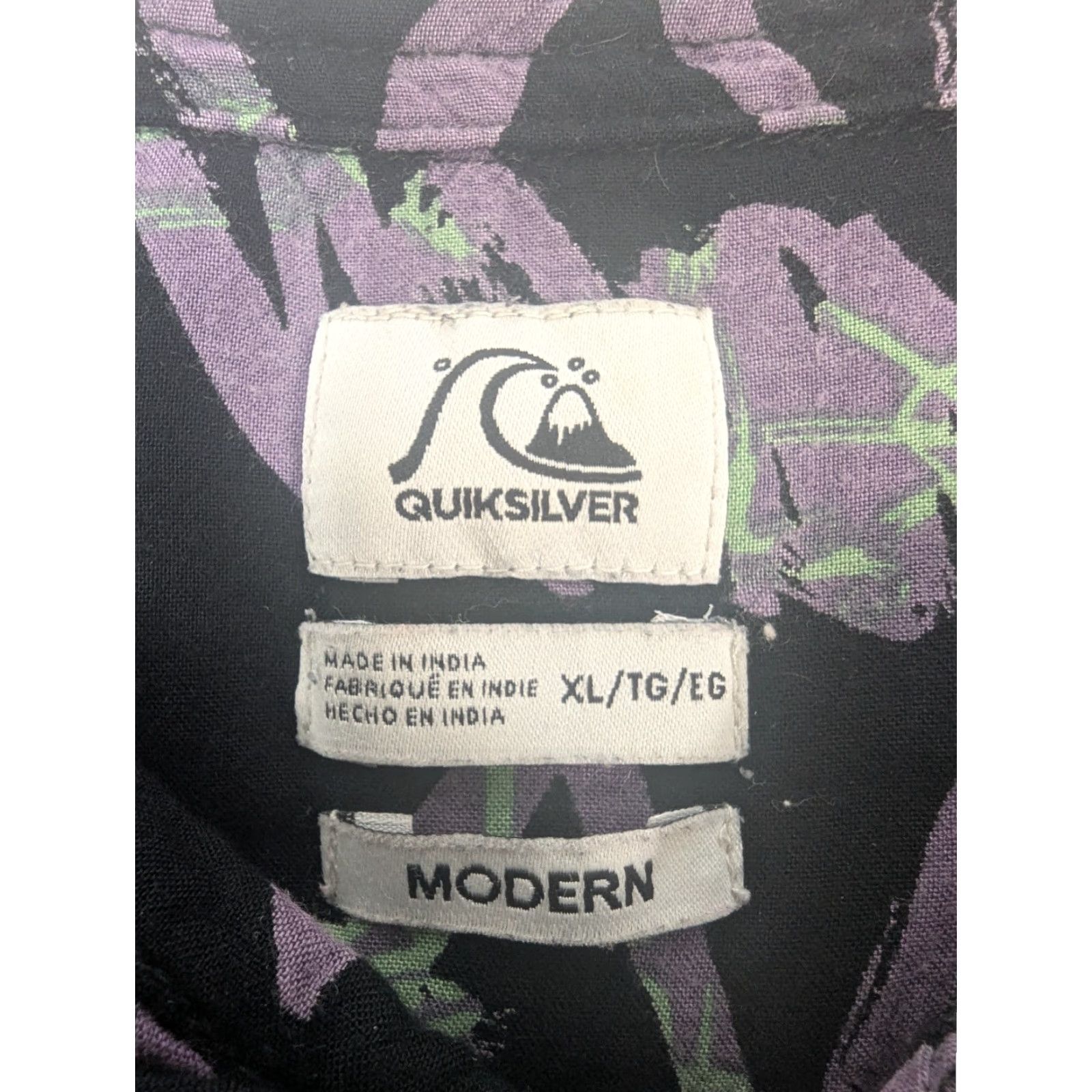Quiksilver Quiksilver Modern Fit Shirt Mens XL Black Purple Abstract Button Up Viscose Size US XL / EU 56 / 4 - 7 Thumbnail