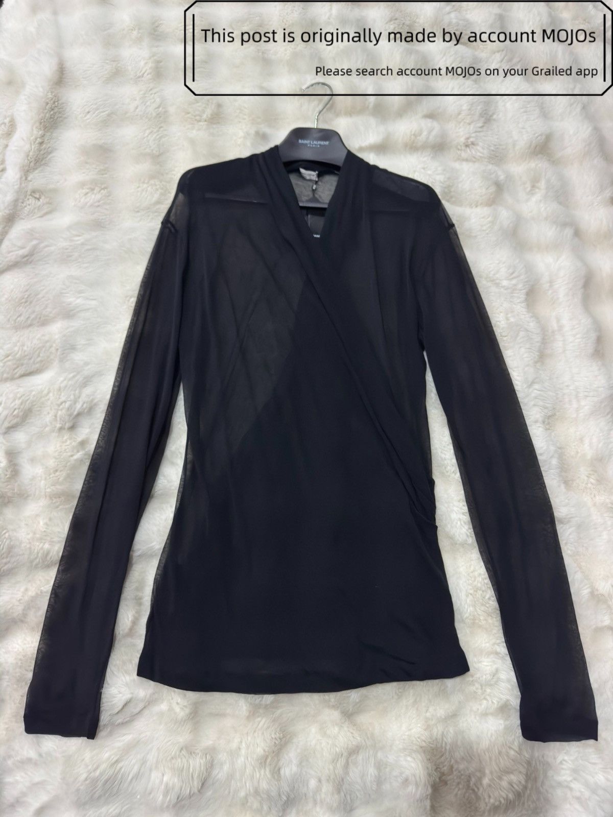 Sz M Saint Laurent Paris Tulle V-Collar Shirt mojos450