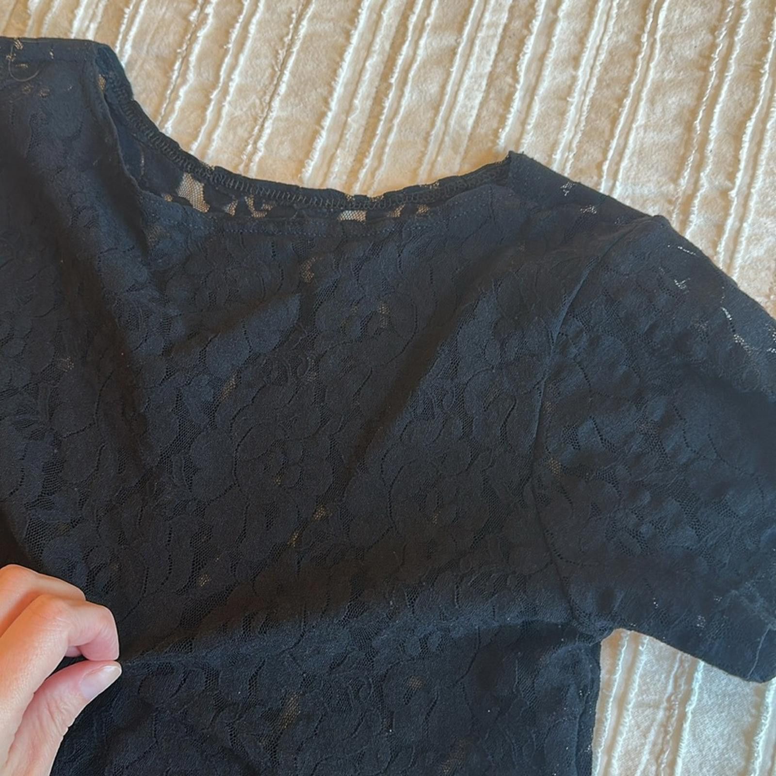 Vintage Vintage Lace Medium 6 Blouse 1980’s Black stretch Nylon Size M / US 6-8 / IT 42-44 - 6 Thumbnail