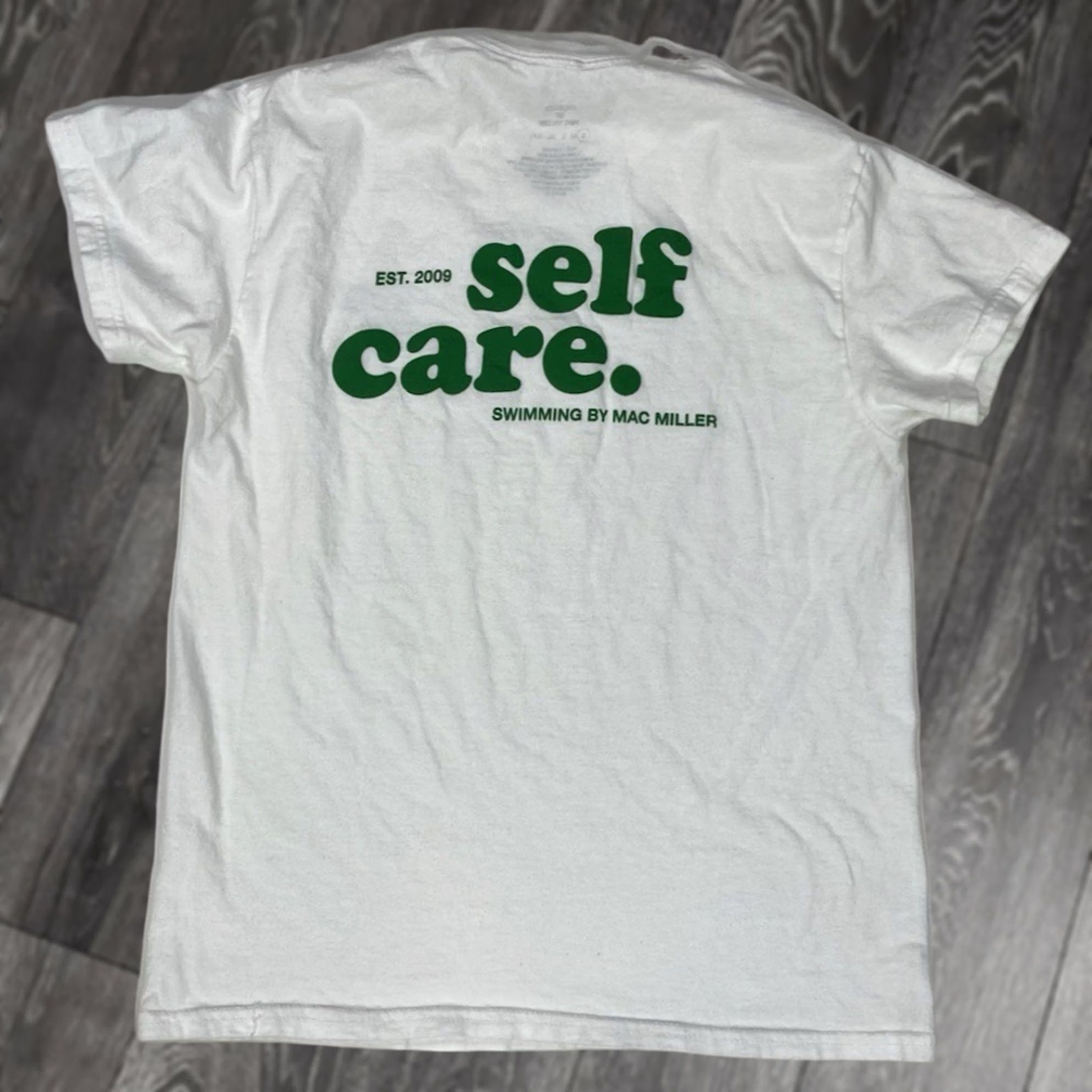 Vintage VINTAGE Mac Miller Self Care Swimming Graphic T-shirt Women Small White Music Size S / US 4 / IT 40 - 1 Thumbnail