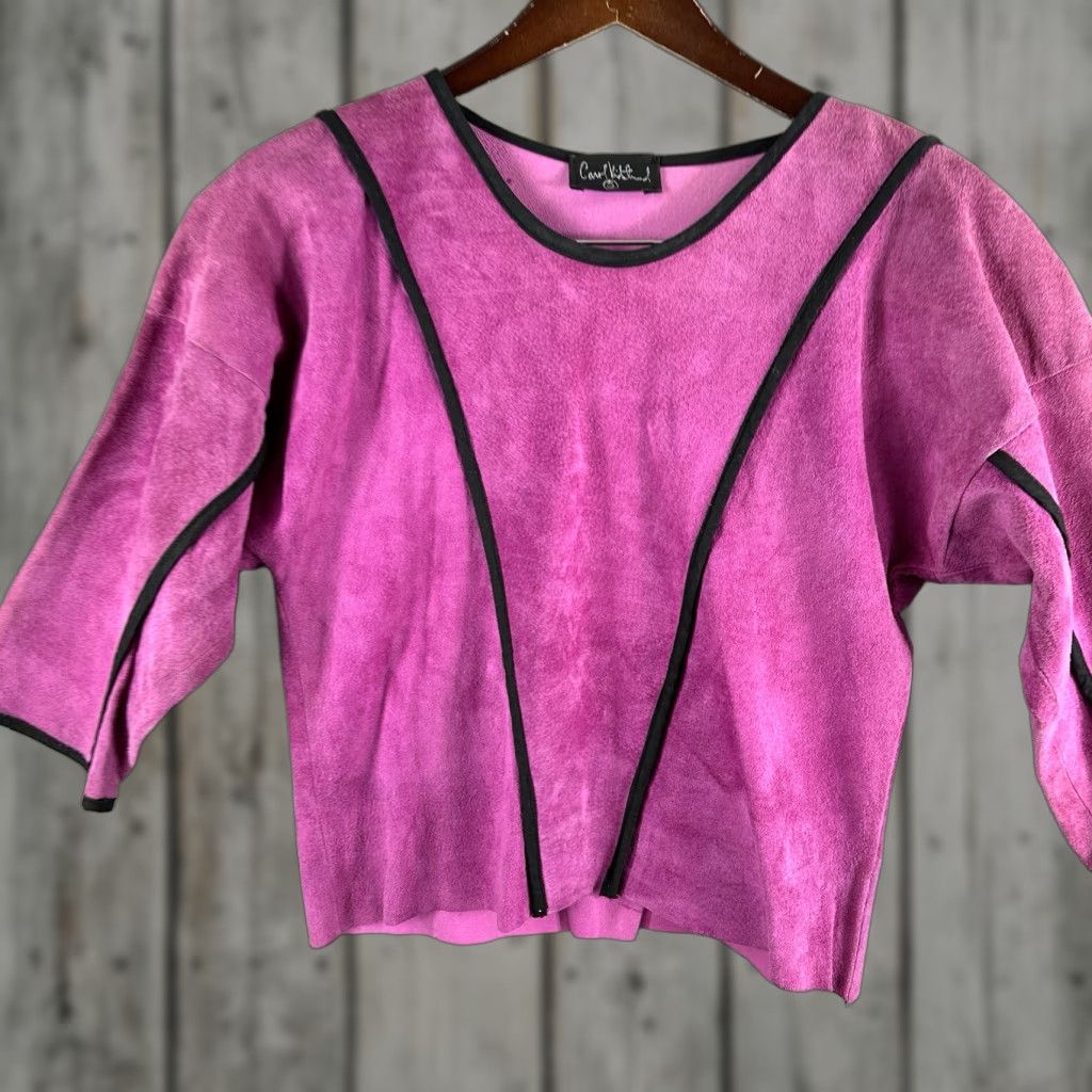 Etro VINTAGE Carol Vidstrand Suede Top Womens Small Adult Small Pink 3/4 Sleeve Round Neck Retro Western Boho 90s Concert Cottagecore Womens Size S / US 4 / IT 40 - 1 Thumbnail
