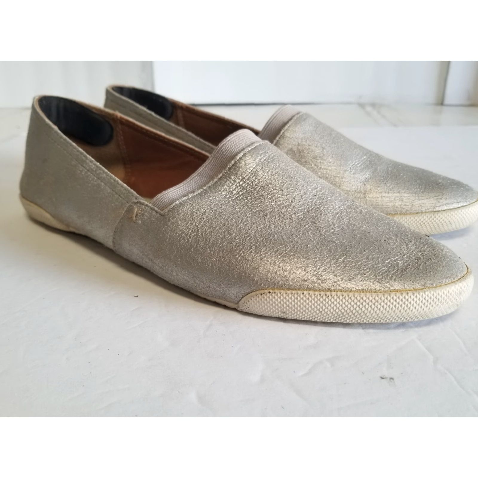 Frye Frye Melanie Slip On Metallic Gray Leather Flats Loafers Women Size 11 Slip On M Width No Insoles Vintage: No Size US 11 / IT 41 - 2 Thumbnail
