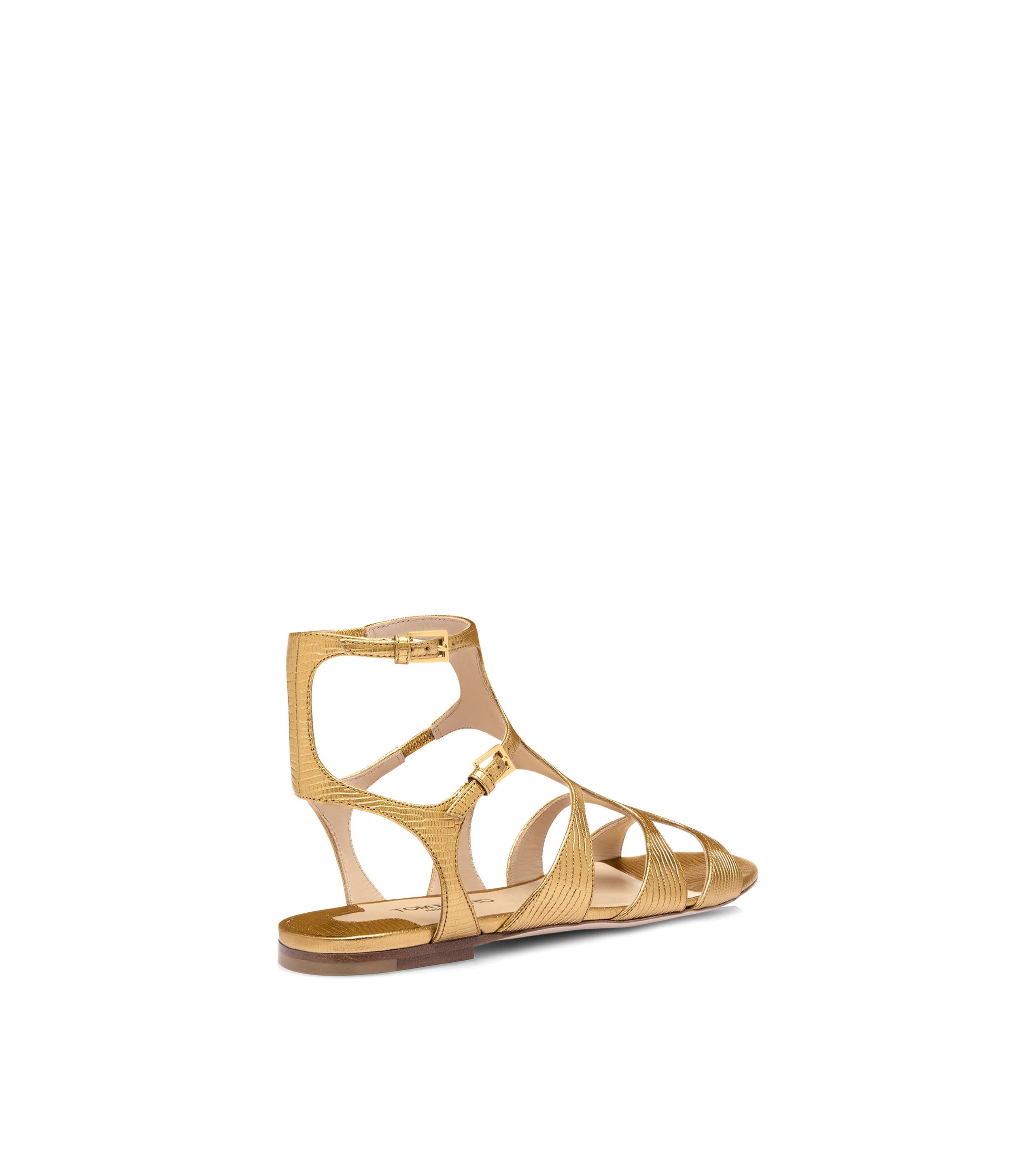 Tom Ford o1loc1c0226 W3630 Paradis Metallic Leather Sandals in Gold Size US 11 / IT 41 - 3 Thumbnail