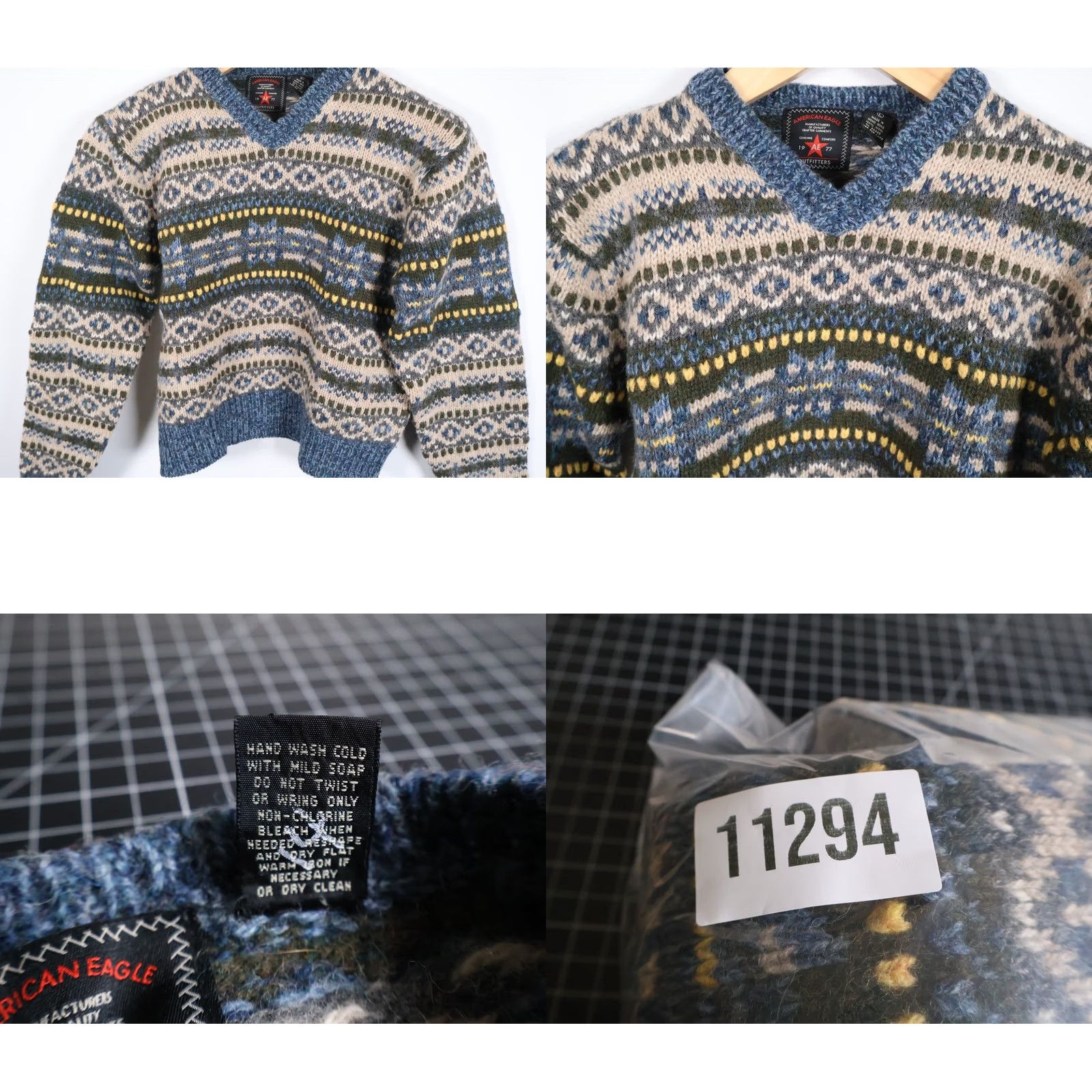 American Eagle Outfitters VINTAGE American Eagle Outfitters Sweater Wool Fair Isle V-Neck Pullover Women Large Blue Winter Fall 100% Wool Knitted Knit Retro Preppy Girls Womens Size L / US 10 / IT 46 - 8 Thumbnail