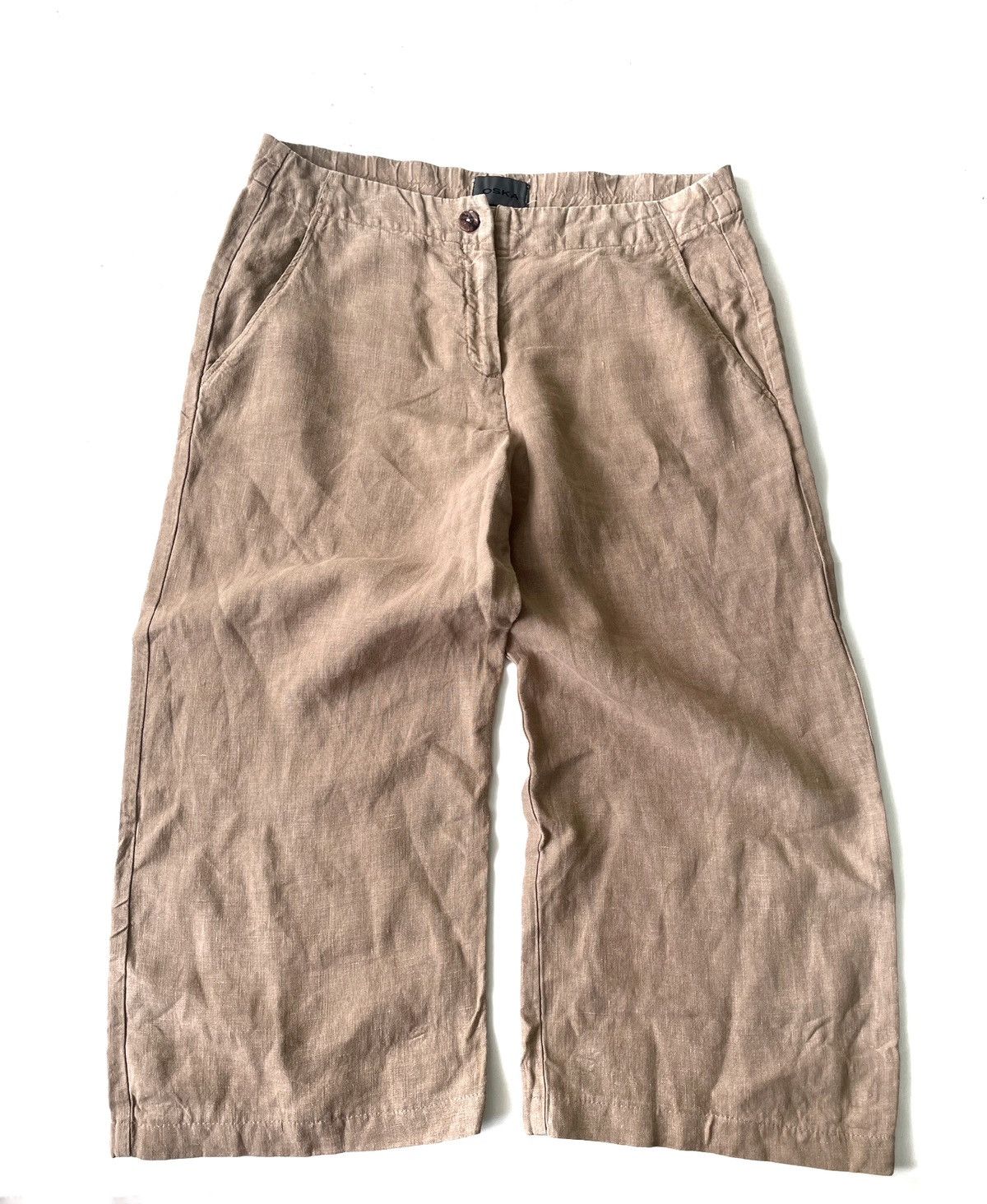 Other OSKA Men Crop Beige Linen Wide Leg Pants Size 31/M RiRi Zip Size US 31 - 1 Thumbnail