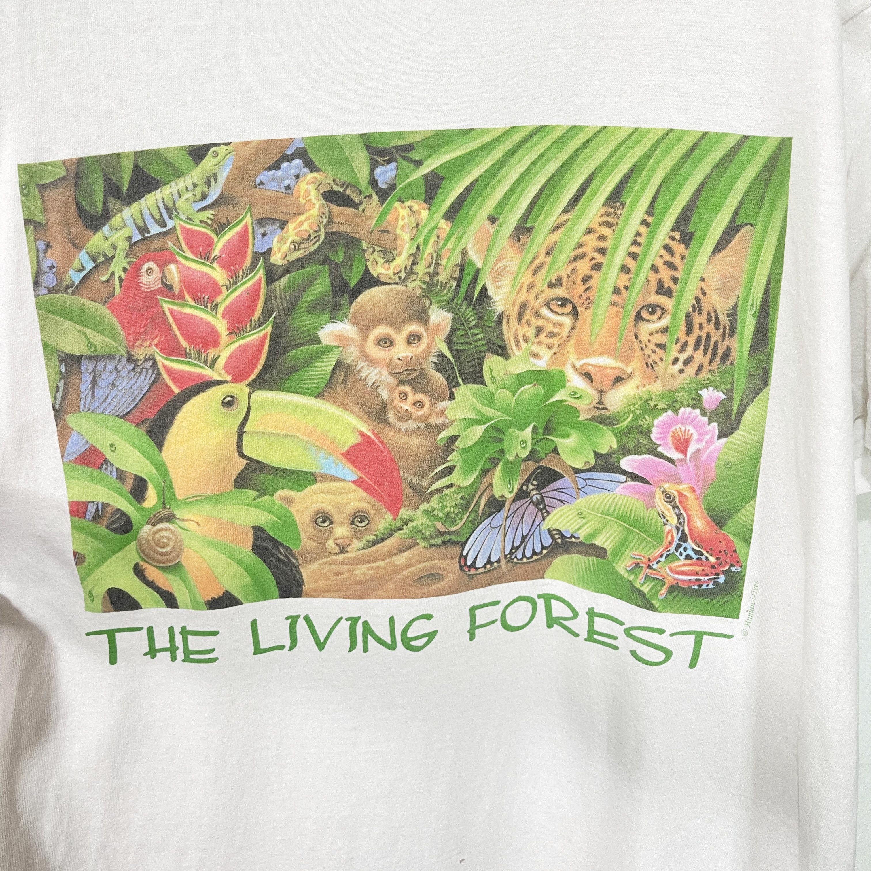 Vintage Vintage 90s Human-i-Tees The Living Forest T-Shirt Size US XL / EU 56 / 4 - 2 Thumbnail