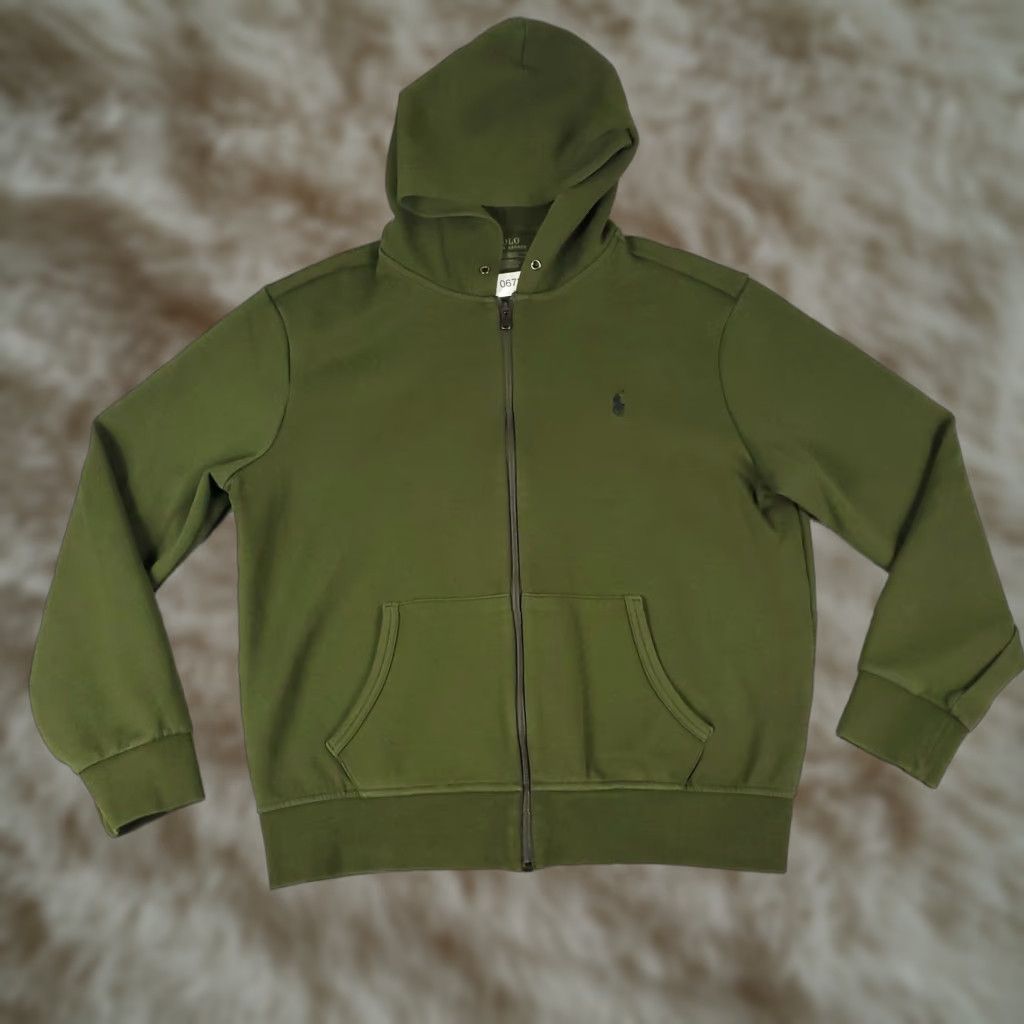 Polo Ralph Lauren Polo Ralph Lauren Hoodie Mens Large Green Full Zip Sweatshirt Knit Sweatshirt Crew Neck Zip Pockets Logo Embroidered Polo RL Mens Size US L / EU 52-54 / 3 - 1 Thumbnail