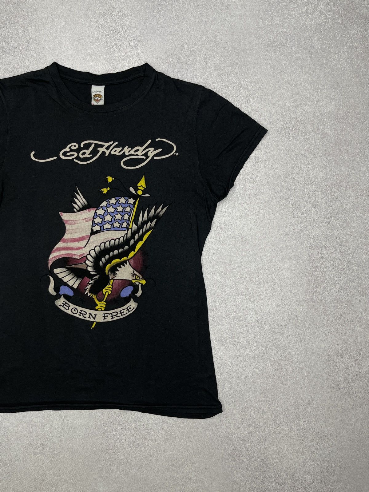 Ed Hardy Vintage Ed Hardy Melrose Born Free Usa Flag Eagle T Shirt Size L / US 10 / IT 46 - 3 Thumbnail