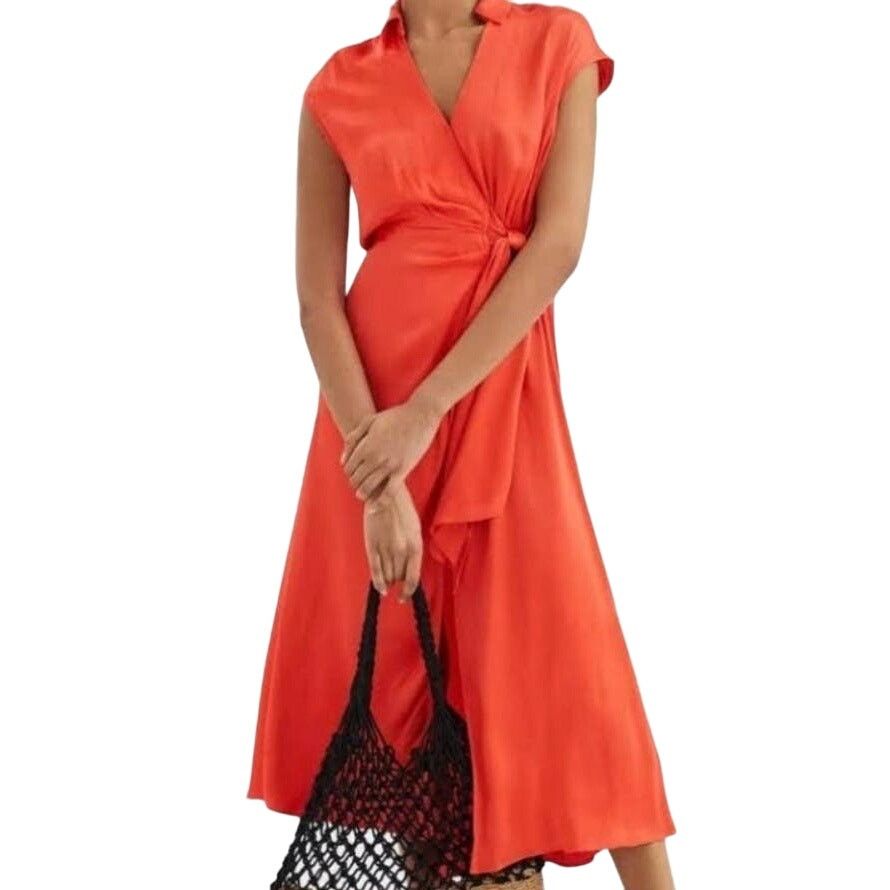 Anthropologie Anthropologie Maeve Satin Wrap Midi with Keyhole Back Sz 3X Size 3XL / US 20-22 - 3 Thumbnail