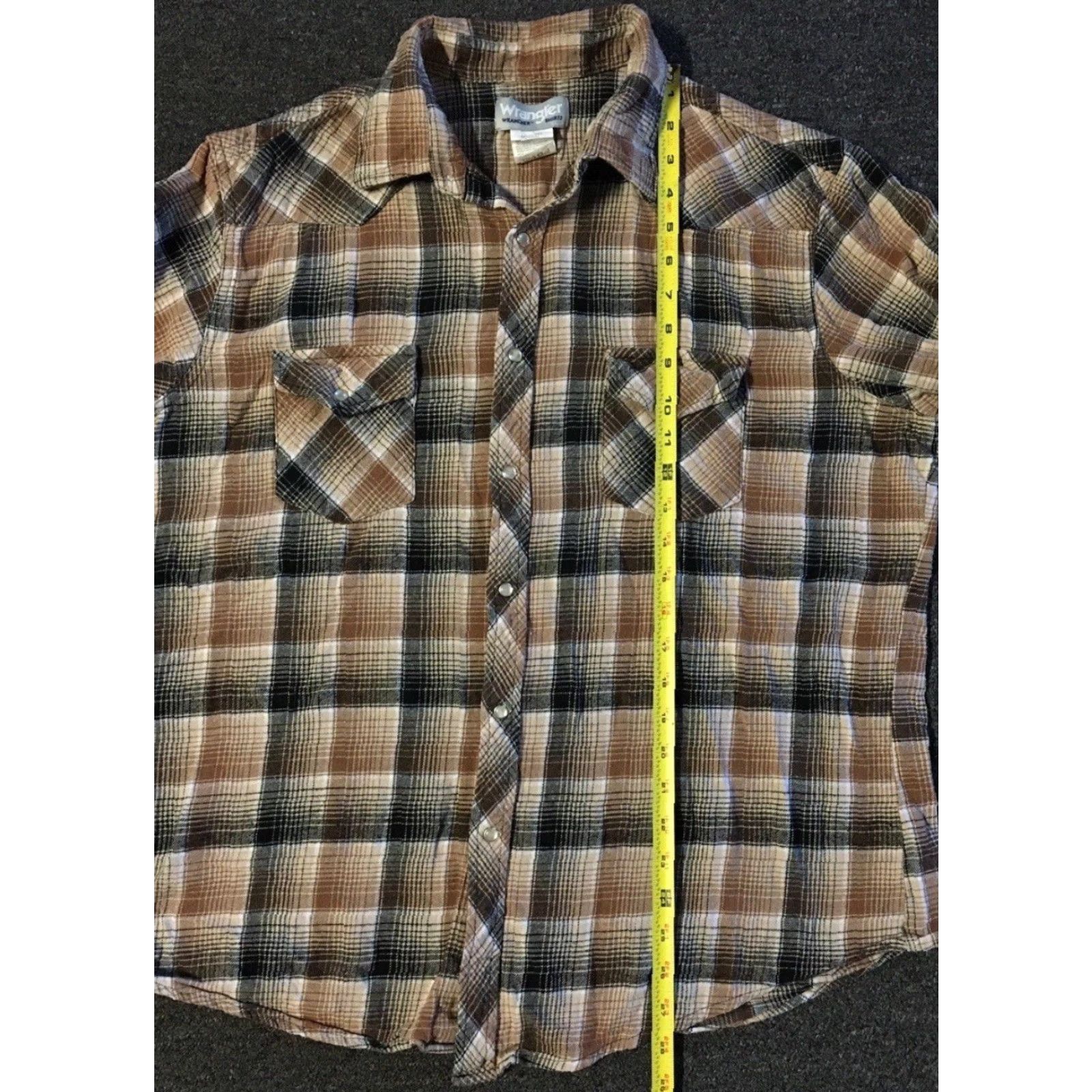 Wrangler VINTAGE Wrangler Pearl Snap Shirt XL Brown Plaid Flannel Women's Button-Up 90s Rodeo Cowboy Biker Grunge Western Size XL / US 12-14 / IT 48-50 - 5 Thumbnail