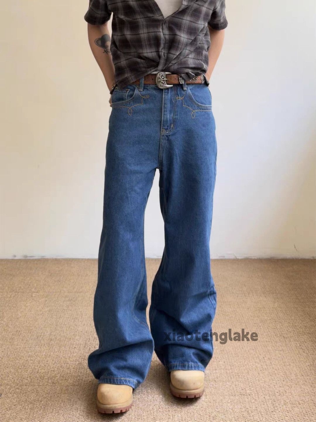 Jean xz asaprocky Balenciaga style Loose baggy flared work jeans Size US 33 - 3 Thumbnail
