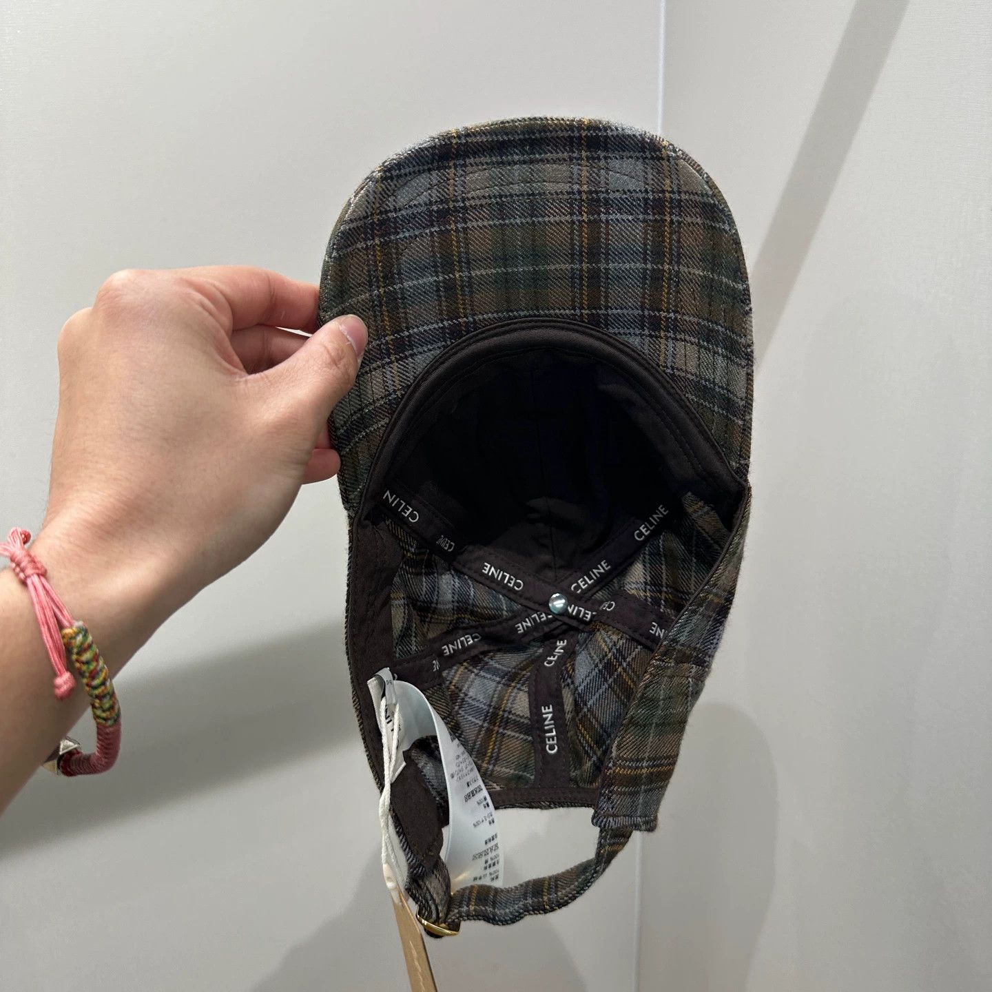 Celine Celine feb249 Tartan Triomphe Logo cashmere cap M Size ONE SIZE - 5 Thumbnail