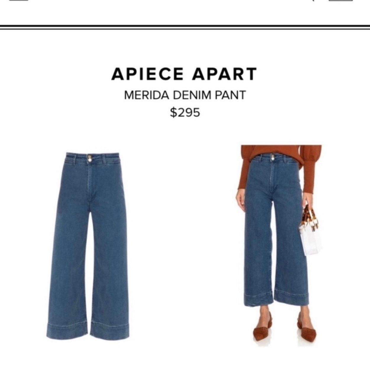 Apiece Apart Apiece Apart Merida Wide Leg Cropped Jeans Blue Denim Size 26" / US 2 / IT 38 - 3 Thumbnail