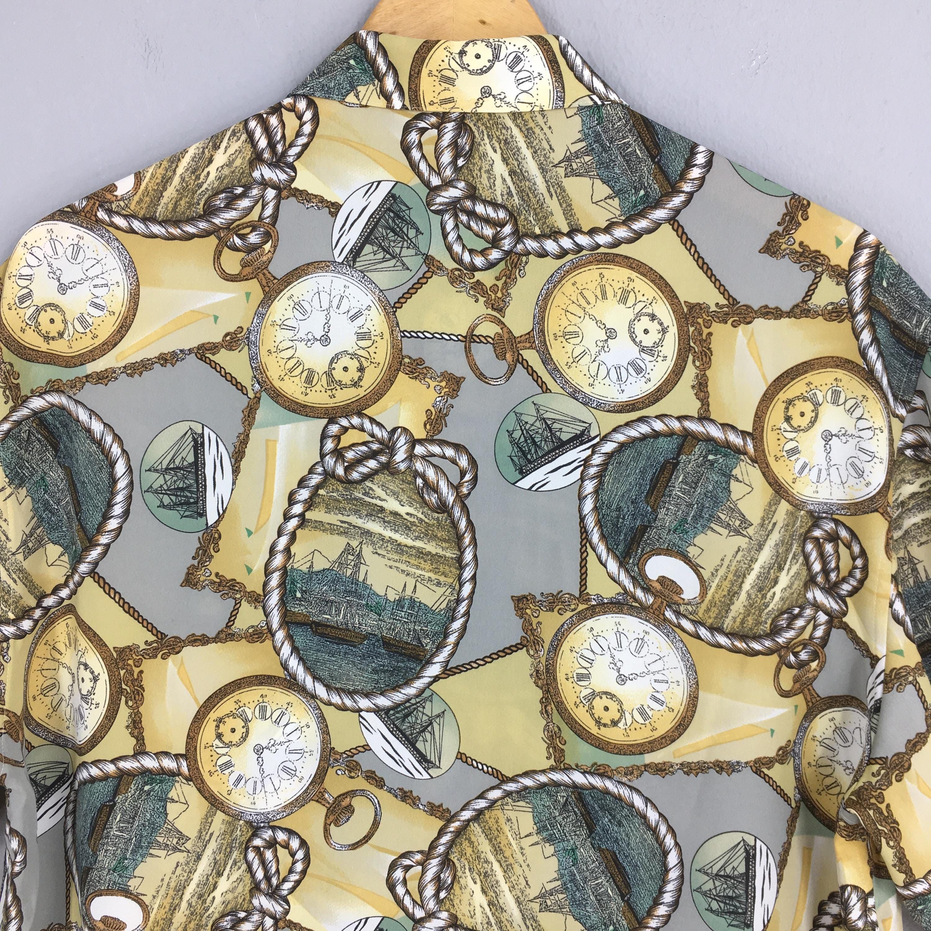 Vintage Baroque Abstract Pattern Polyester Shirt Large