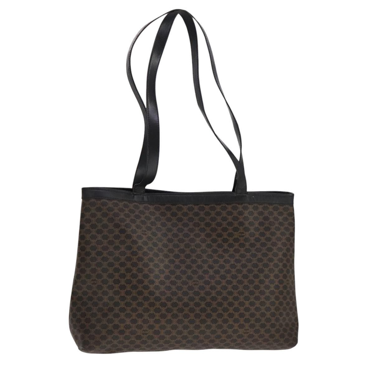 CELINE Macadam Canvas Tote Bag Pvc Leather Black