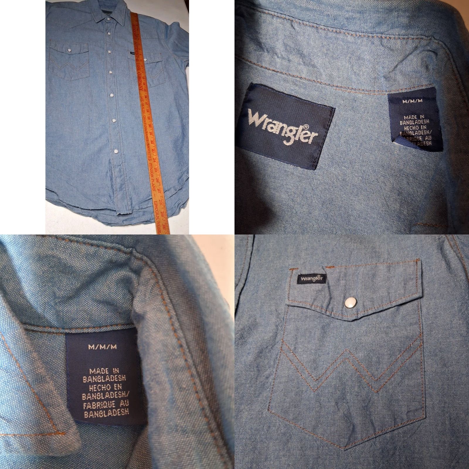 Wrangler Wrangler Pearl Snap Shirt Men M Blue Chambray Western Wear Button-Up Shirt Size US M / EU 48-50 / 2 - 8 Thumbnail