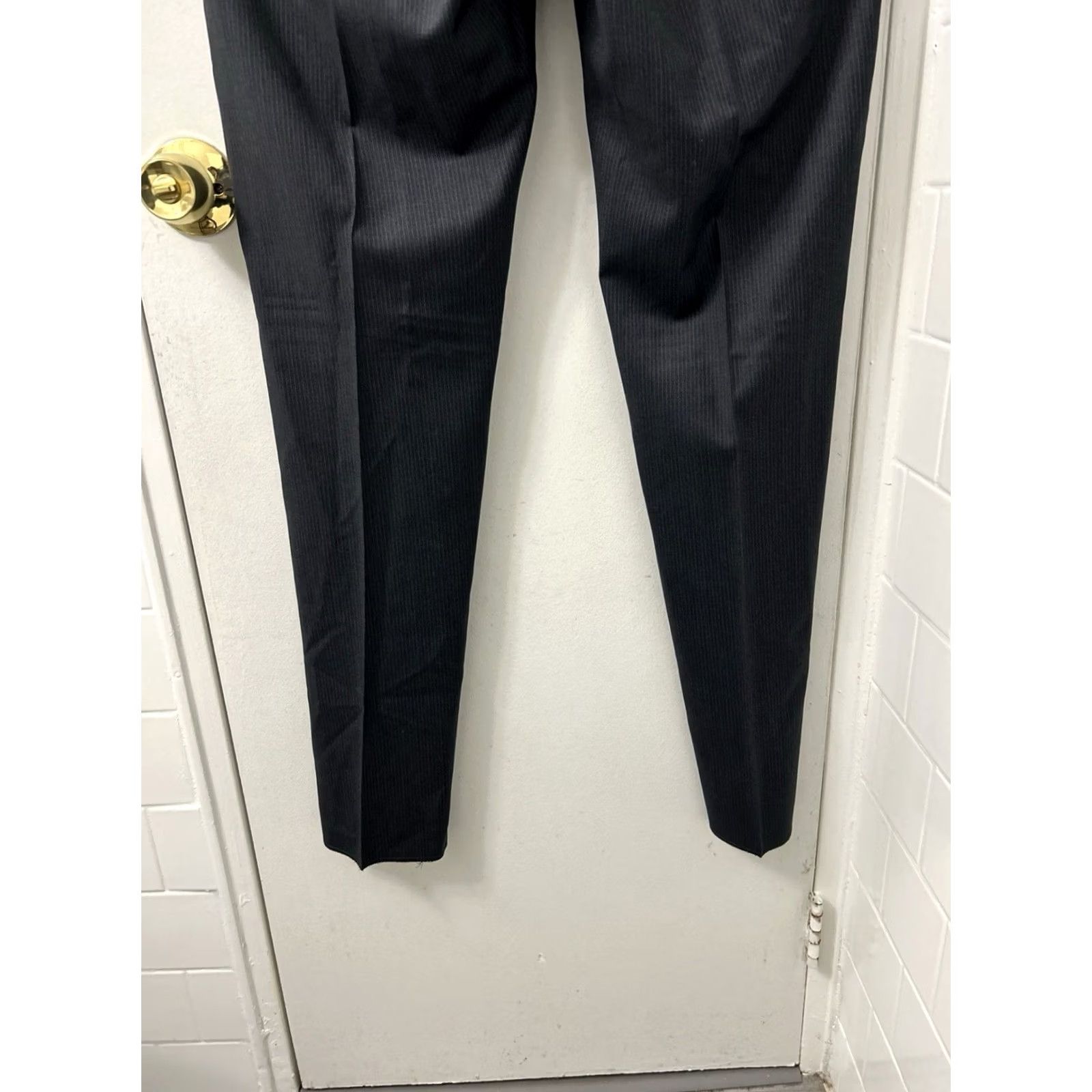 Calvin Klein Calvin Klein Dress Pants Mens 34x35 Gray Pinstripe Wool Flat Front Tapered Zip Button NWT Regular Back to Front? Size US 34 / EU 50 - 3 Thumbnail