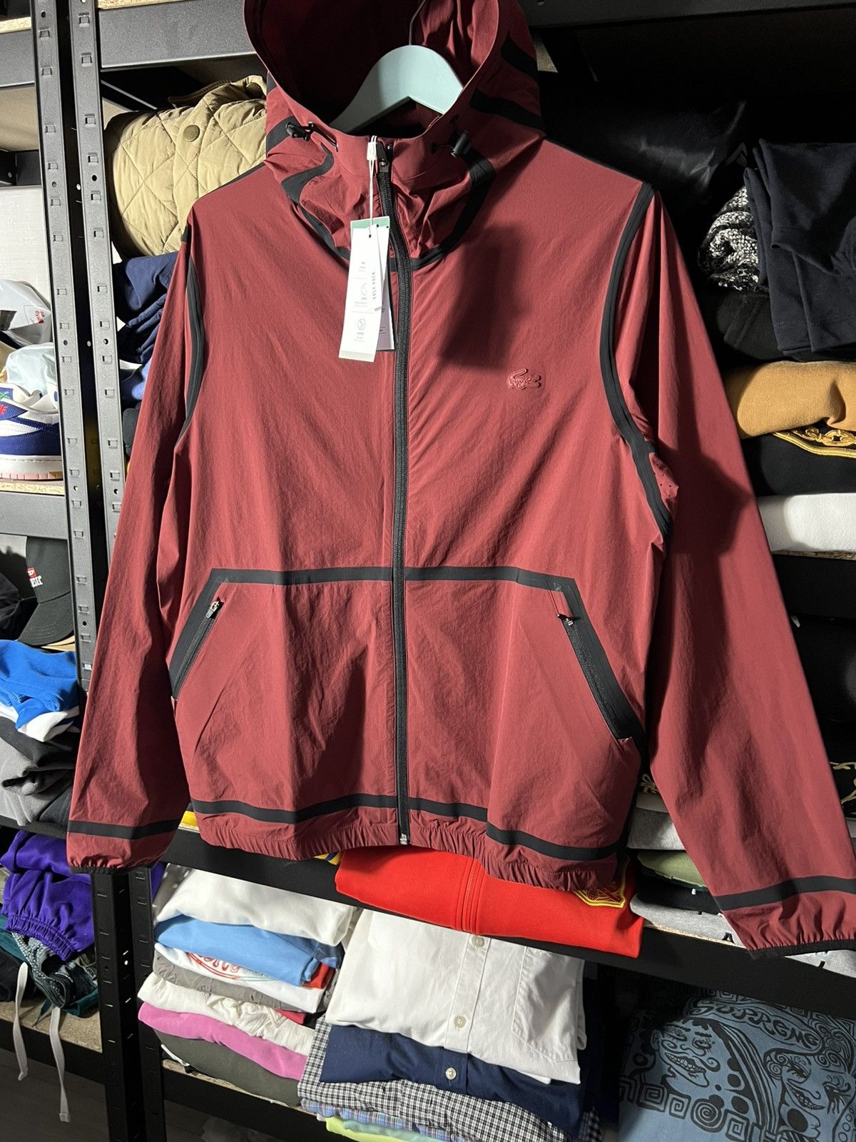 Lacoste 🐊 Lacoste Technical Hooded Jacket Burgundy Size M–L Size US M / EU 48-50 / 2 - 12 Thumbnail
