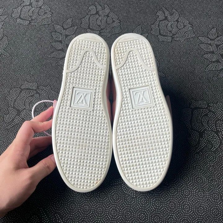 Louis Vuitton Louis Vuitton Pink Logo Velcro Sneakers for Women -2508 Size US 5 / IT 35 - 4 Thumbnail