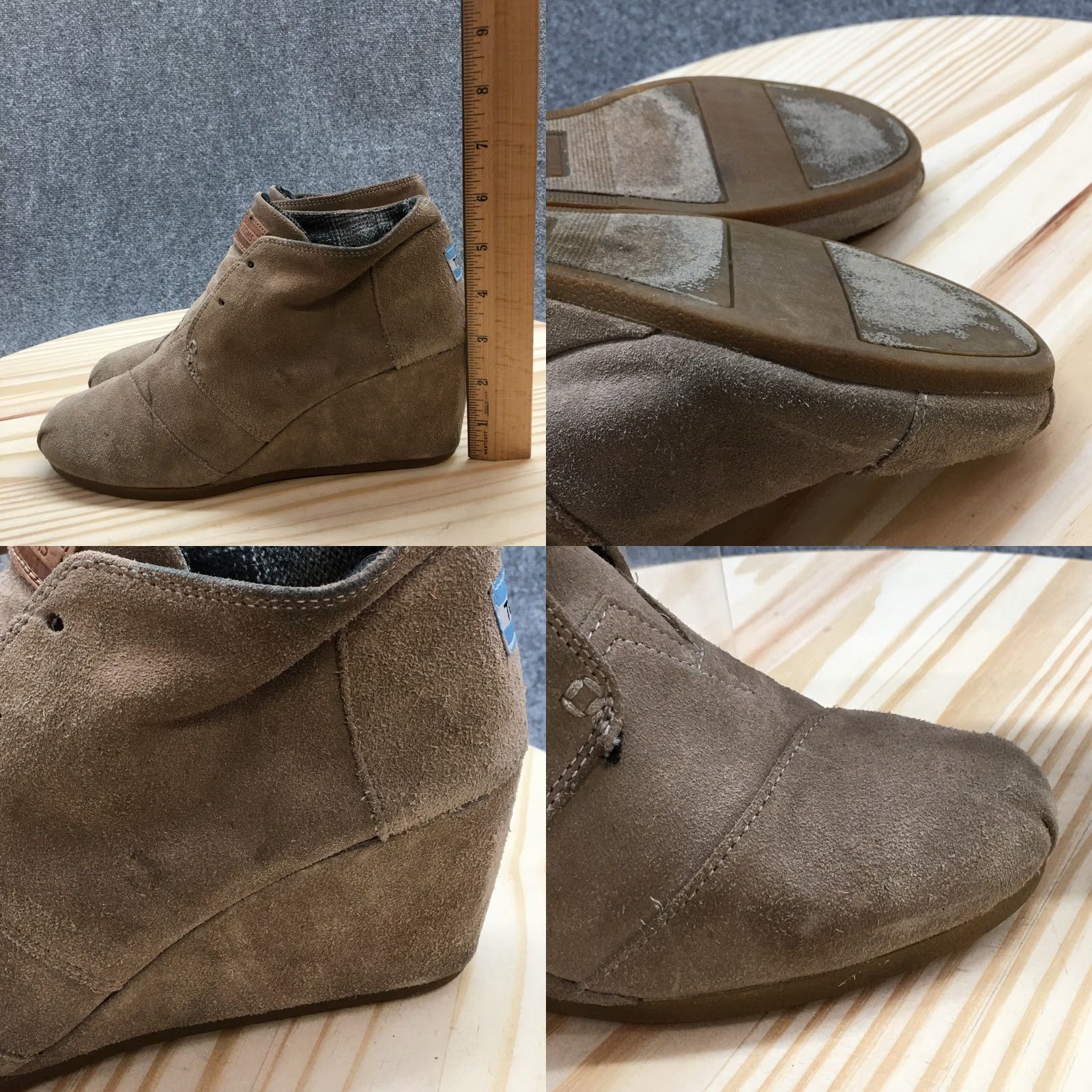 Toms TOMS Boots Womens 9.5 Desert Ankle Booties Brown Suede Lace Up Wedge Casual Shoes Size US 10 / IT 40 - 10 Thumbnail