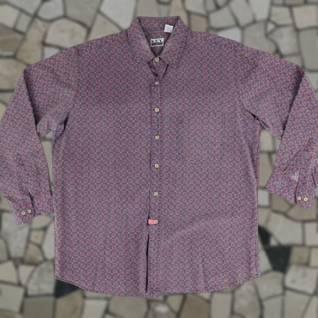 Vintage VINTAGE Key Elements Shirt Geometric Cotton Long Sleeve Button Up Men XL Size US XL / EU 56 / 4 - 1 Thumbnail