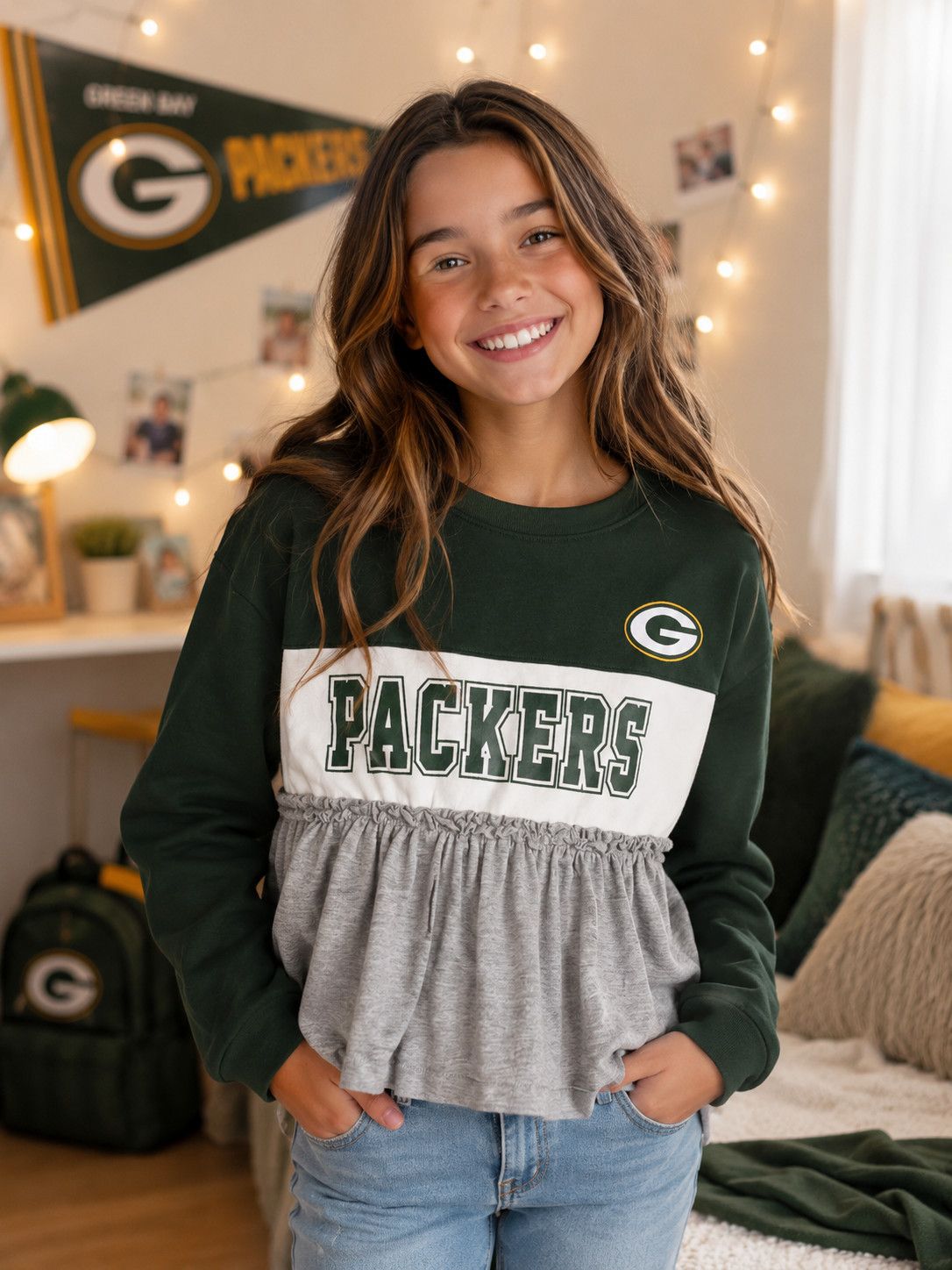 NFL LITTLE NFL FAN GREEN BAY PACKERS TOP FOR GIRLS XL Size XL / US 12-14 / IT 48-50 - 1 Thumbnail