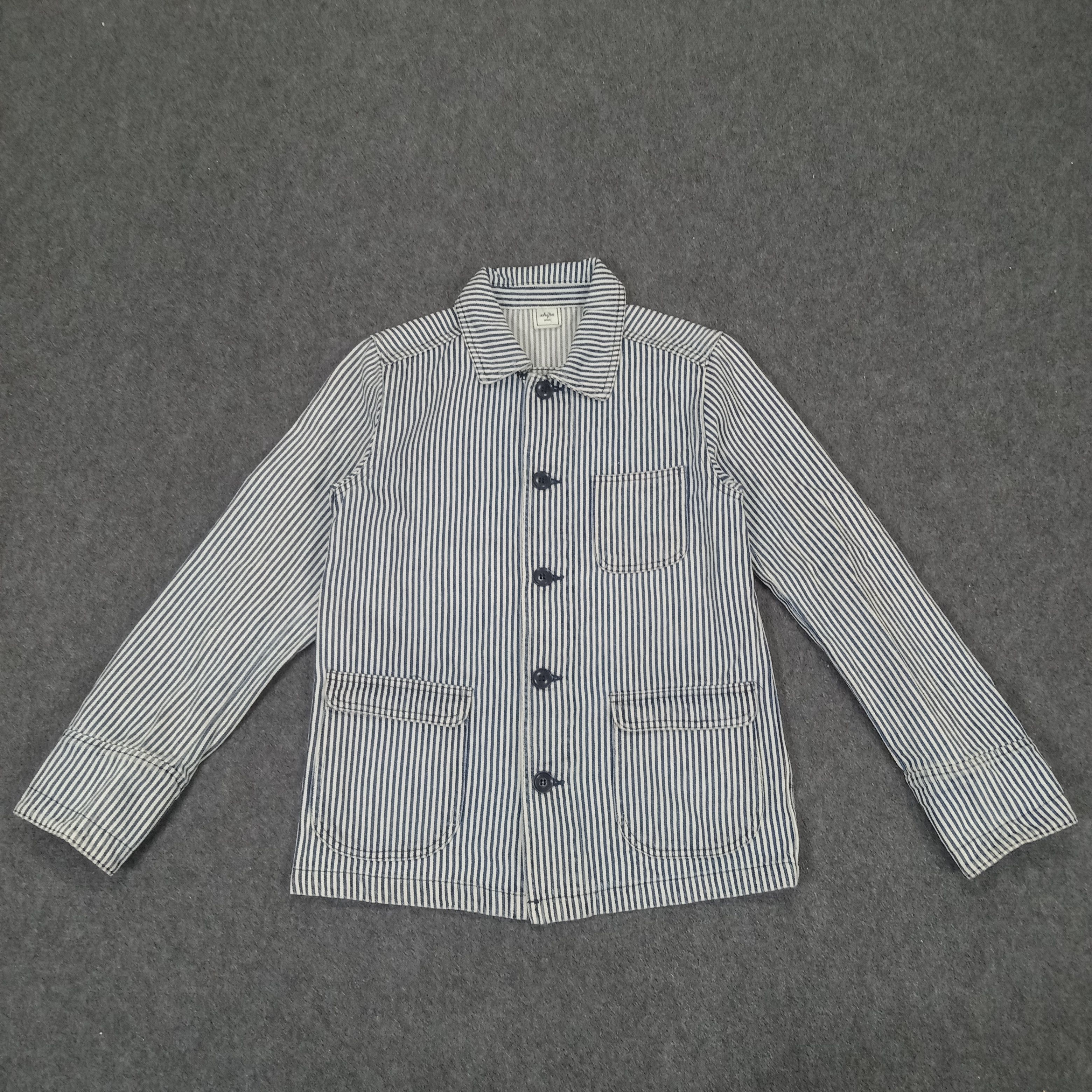 Ships Japanese Striped Design Button Denim Jacket
