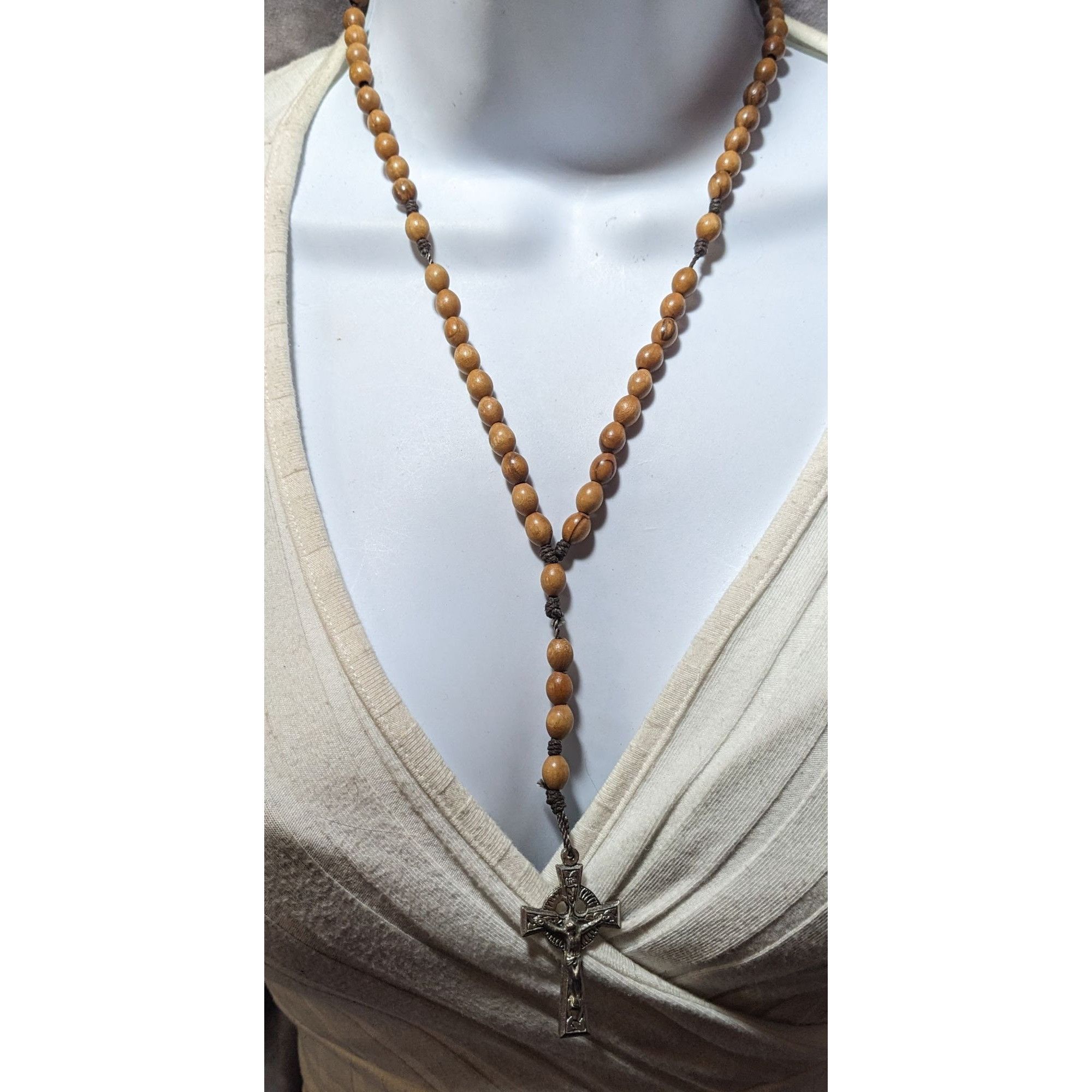 Other Vintage Brown Wood Beaded Rosary Necklace Size ONE SIZE - 10 Thumbnail