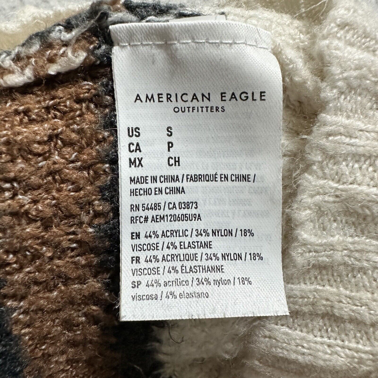 American Eagle Outfitters American Eagle Small Oversized V-Neck Cream Brown Sweater Size S / US 4 / IT 40 - 4 Thumbnail