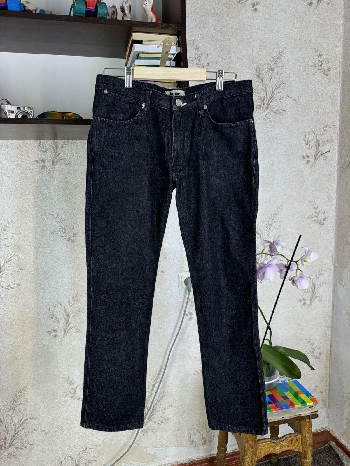 Acne Studios × Designer Acne Studious Denim Jeans Max B Mens Black Luxury Designer Size US 27 - 5 Thumbnail