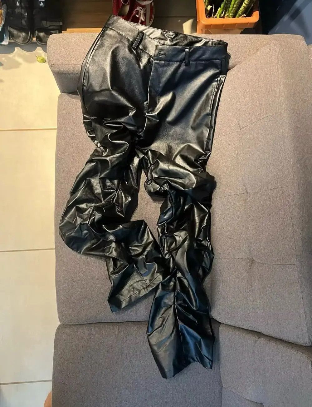 Leather PU Leather Ruched Casual Pant Size US 34 / EU 50 - 10 Thumbnail