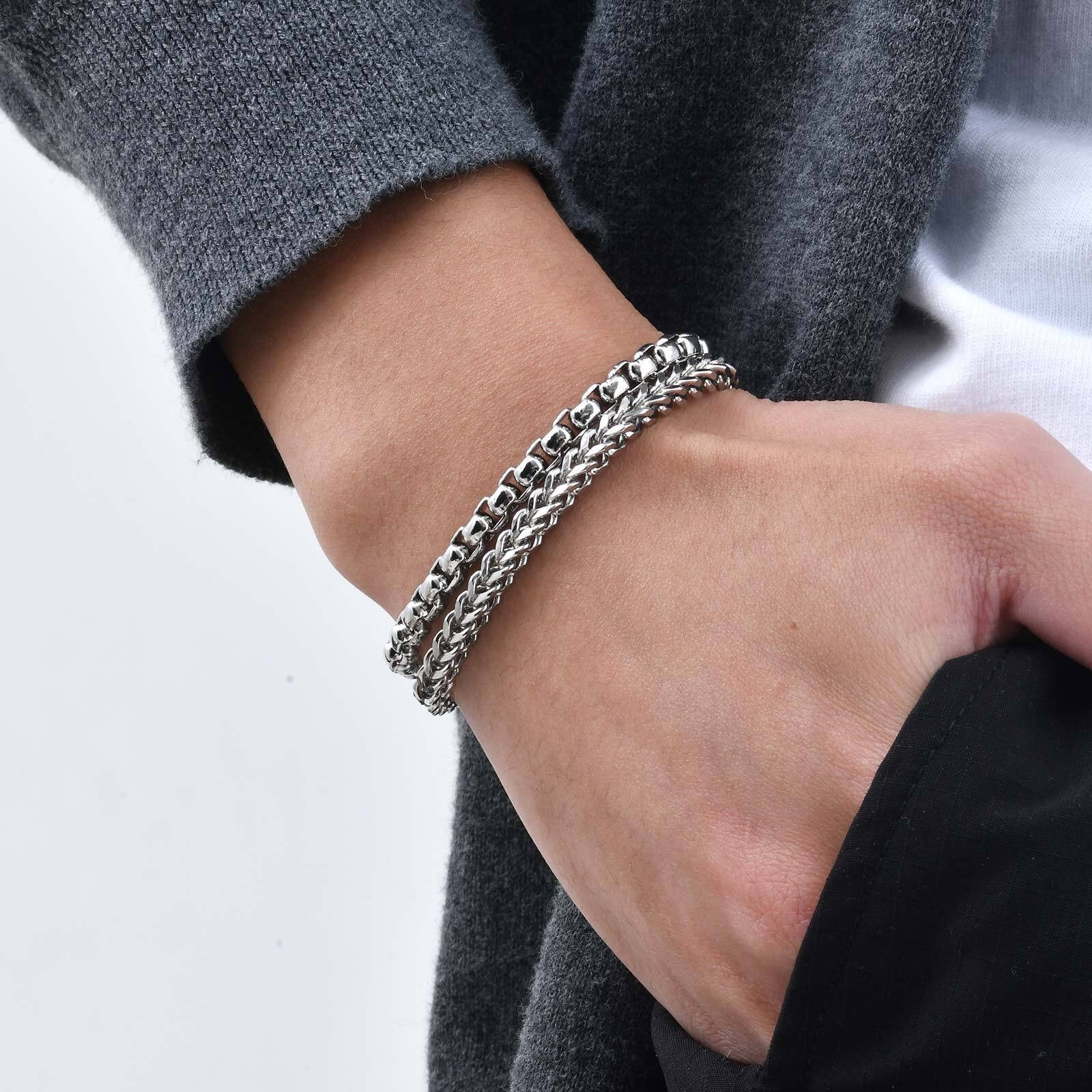 Jewelry Stainless Steel Double Layer Chain Links Bracelet Size ONE SIZE - 3 Thumbnail