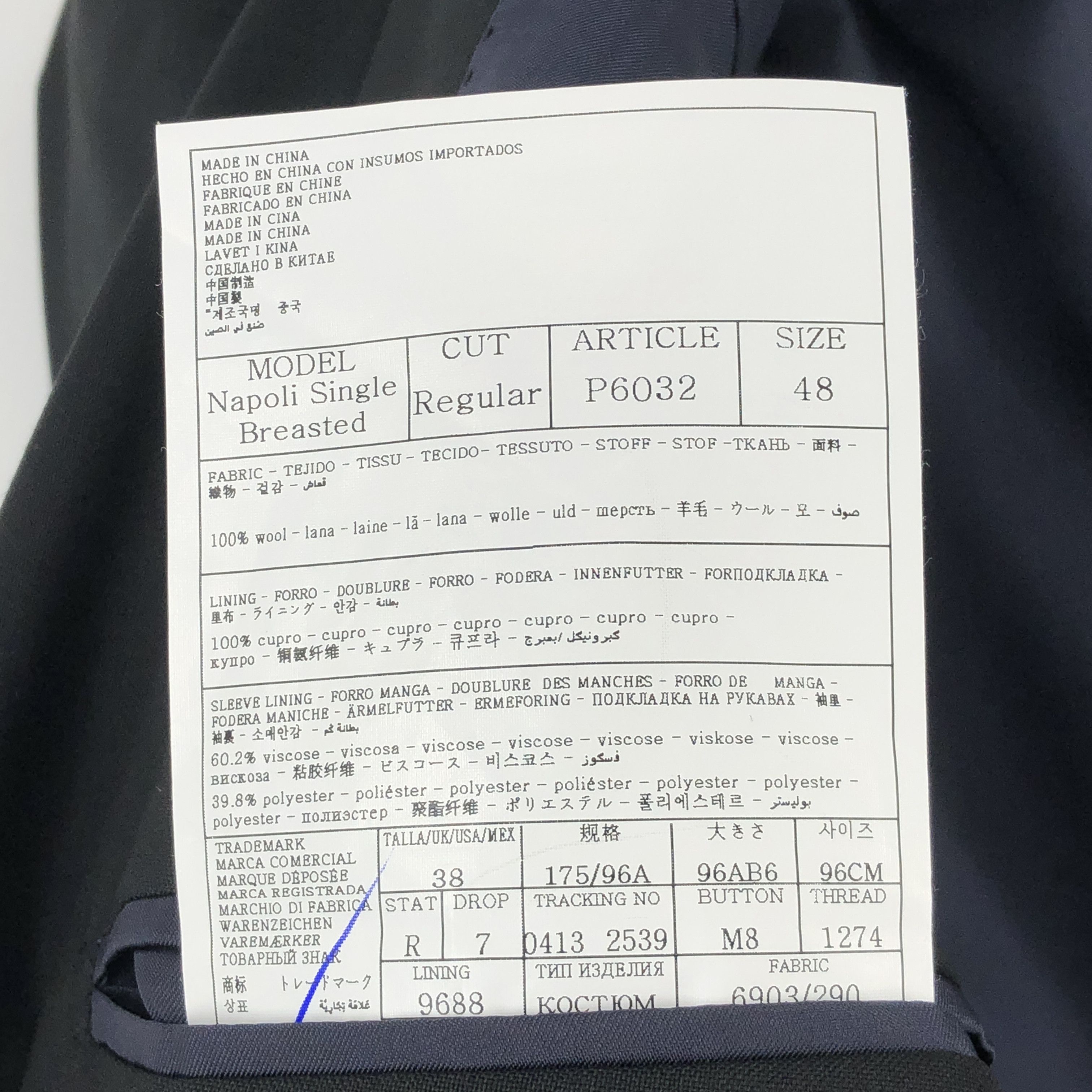 Suitsupply Napoli Single Breasted Wool Blazer Size EU:48; UK:38; US:38R Size 38R - 9 Thumbnail