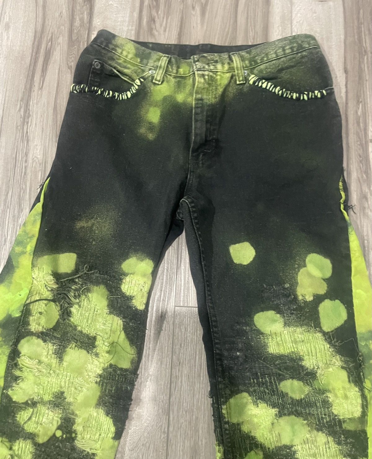 Handmade Green and Black Hand Made Denim Size US 32 / EU 48 - 3 Thumbnail