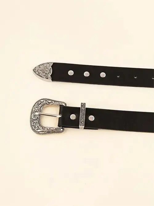Japanese Brand Y2K Buckle PU Leather Belt Size ONE SIZE - 4 Thumbnail