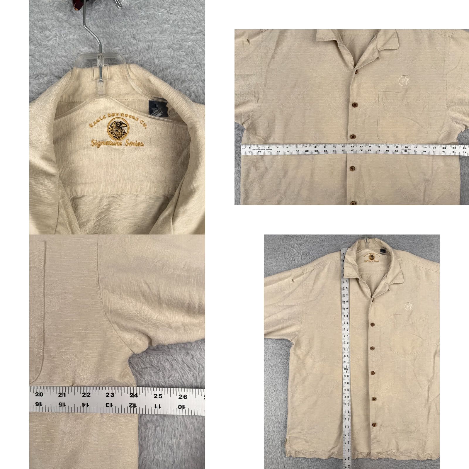 Vintage Eagle Dry Goods Button-Up Shirt Men XL Beige Silk Embroidered Hawaiian Nat Nast Luxury Originals 90s Theme Mens Size US XL / EU 56 / 4 - 8 Thumbnail