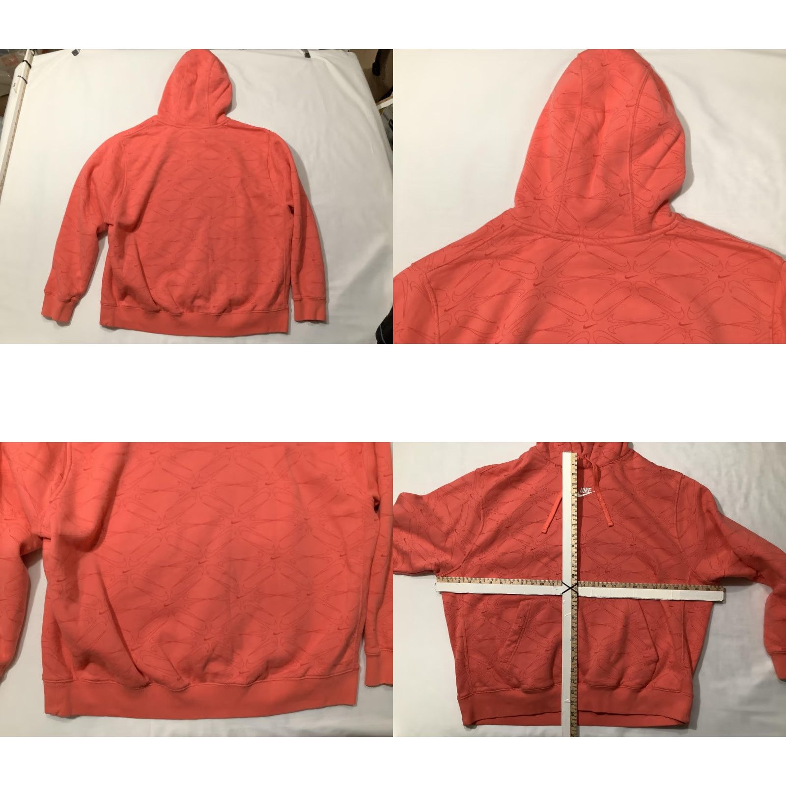 Nike Nike Hoodie Mens XL Orange Allover Swoosh Print Fleece Pullover Sweatshirt Size US XL / EU 56 / 4 - 8 Thumbnail