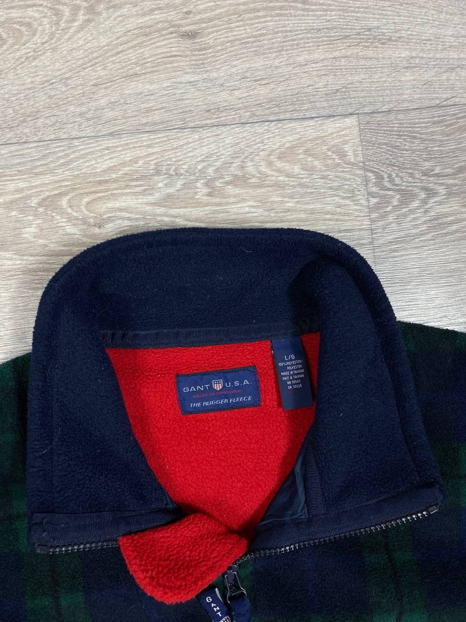 Gant × Vintage Vintage GANT USA Chekered 1/4 Zip Fleece Sherpa Jacket Size US L / EU 52-54 / 3 - 3 Thumbnail