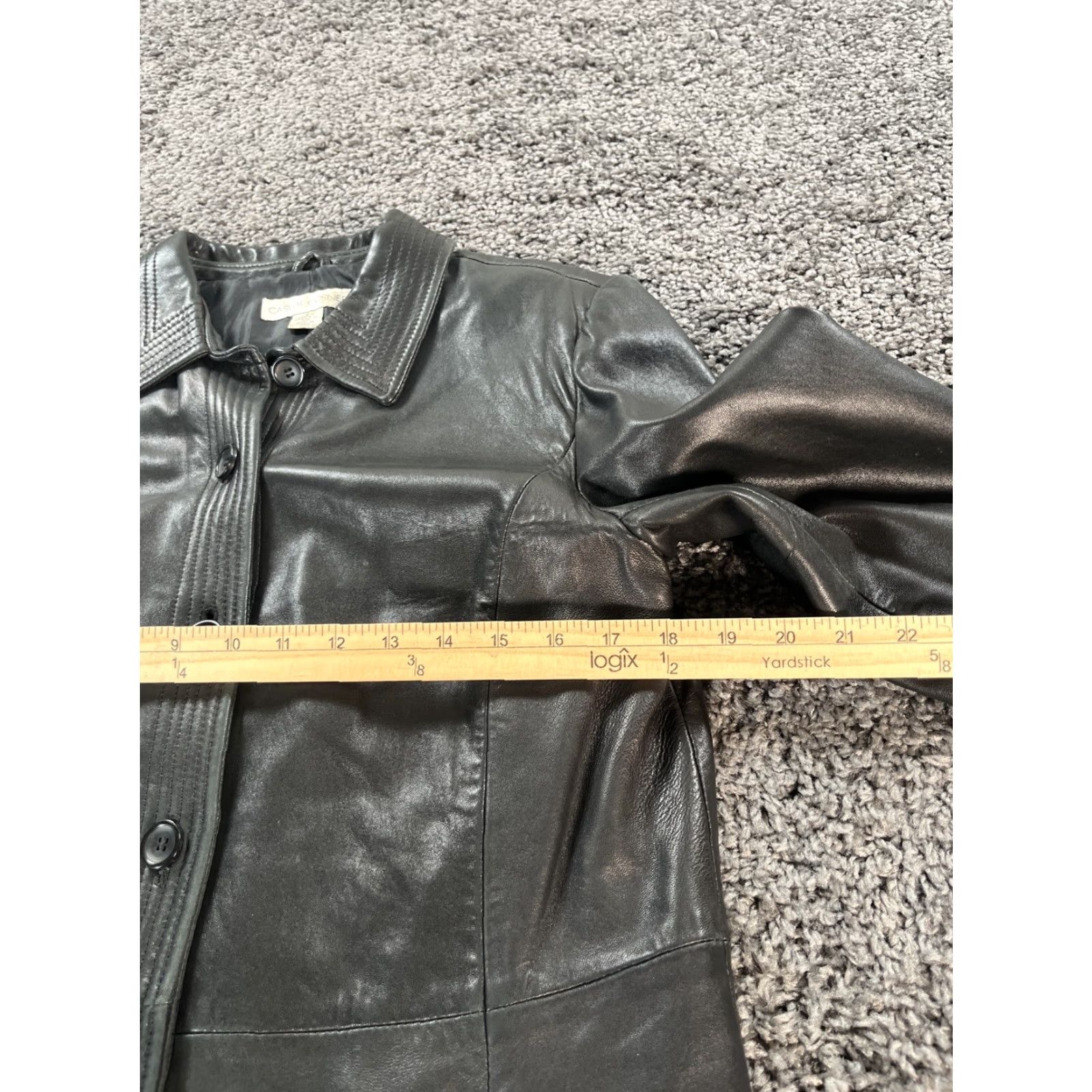 Vintage VINTAGE Leather Jacket Womens Size Medium Black Long Length Button Casual 90s Classic Basic Jacket Women Mens? Size M / US 6-8 / IT 42-44 - 4 Thumbnail